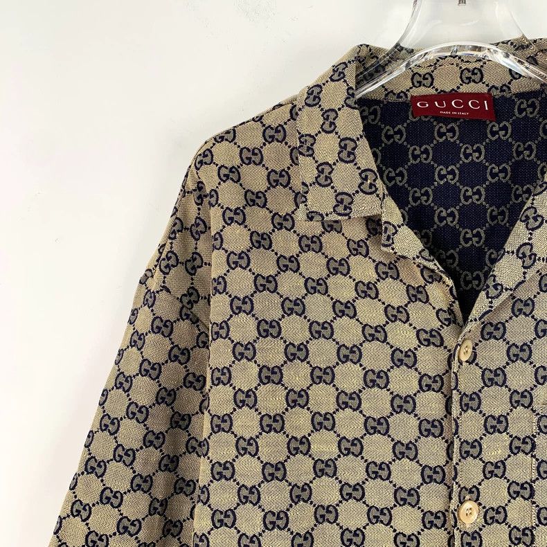 Gucci Gucci Brown logo jacquad full print lapel single-breasted Size US L / EU 52-54 / 3 - 3 Thumbnail