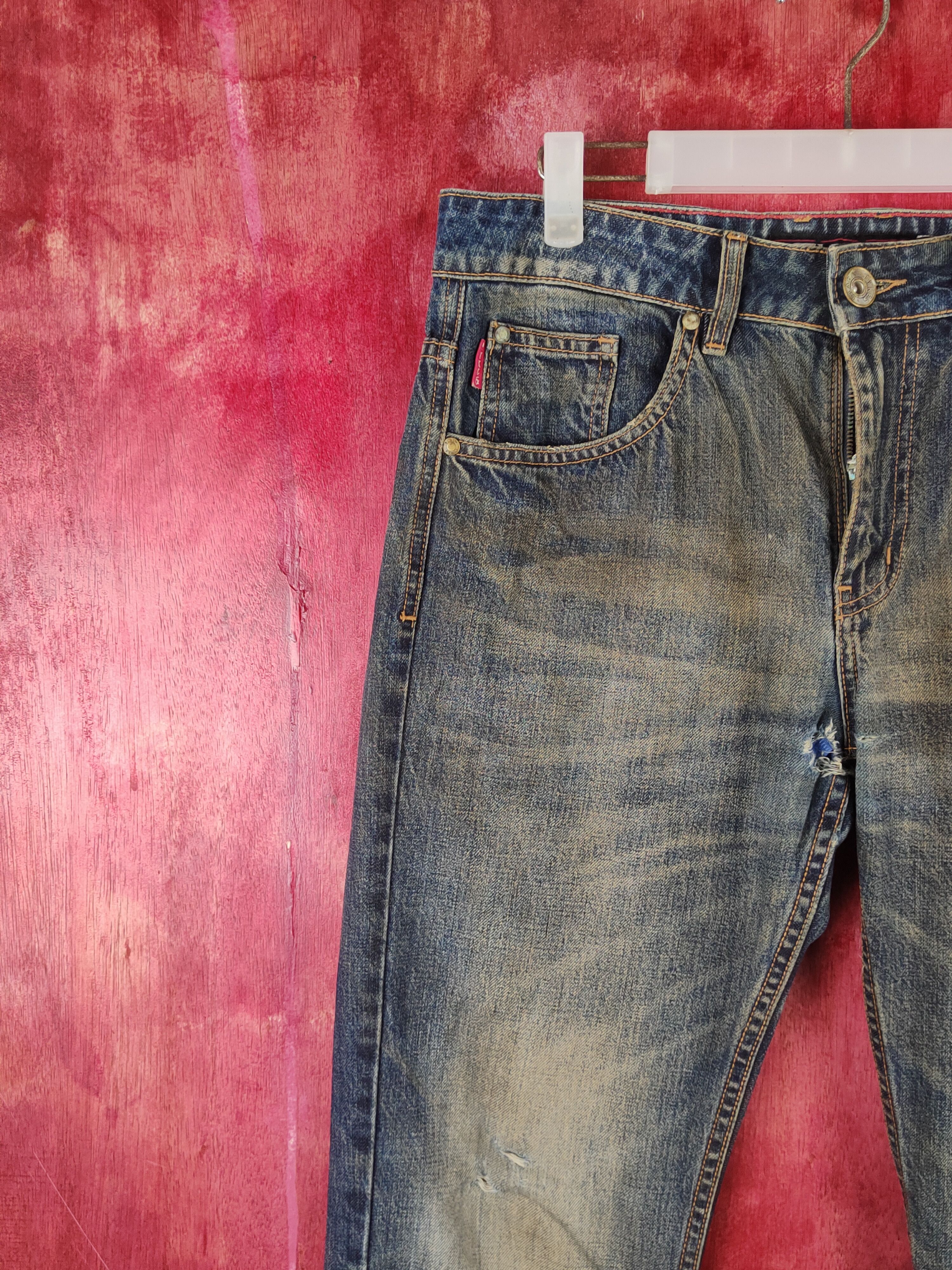 Japanese Brand Tykes Dark Blue Faded Distressed Ripped Jeans #S2141 Size US 32 / EU 48 - 5 Thumbnail