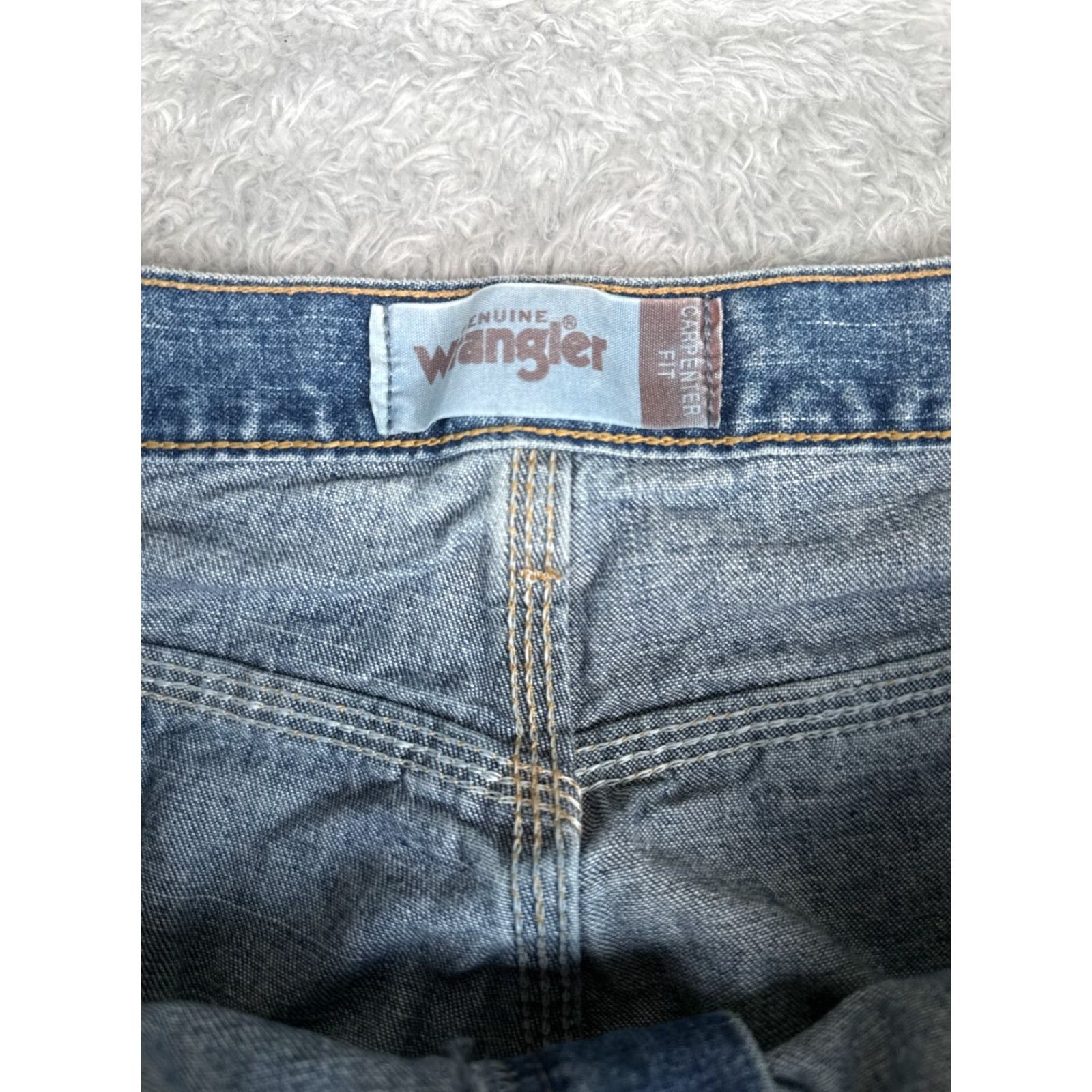 Wrangler Wrangler Jeans Mens 40 Blue Denim Carpenter Fit Hammer Loop Triple Stitched Seam Boots Cut Slim Size US 40 / EU 56 - 6 Thumbnail