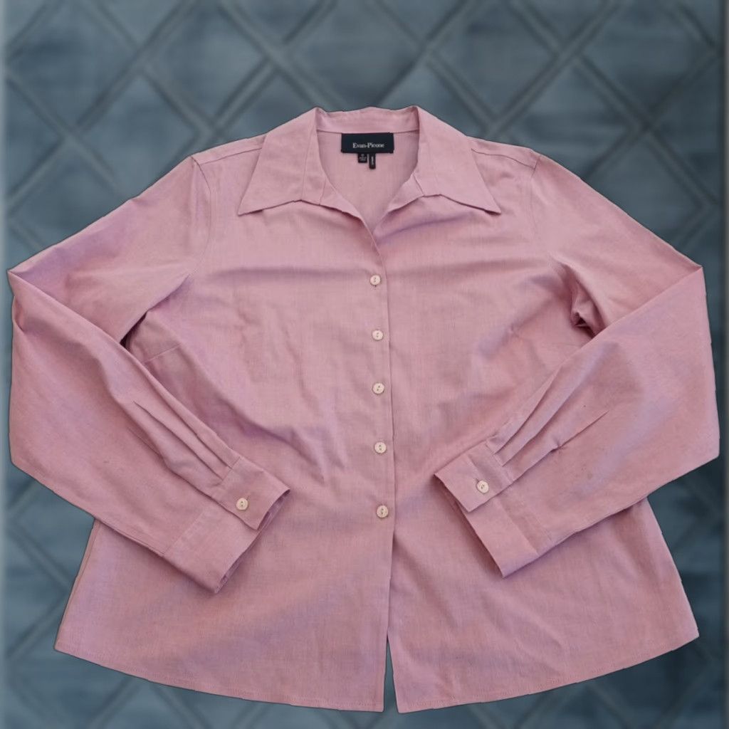 Evan Picone Evan Picone Shirt Womens Size 12 Pink Long Sleeve Button-Up Cotton Classic Casual Shirt Women Size XL / US 12-14 / IT 48-50 - 1 Thumbnail
