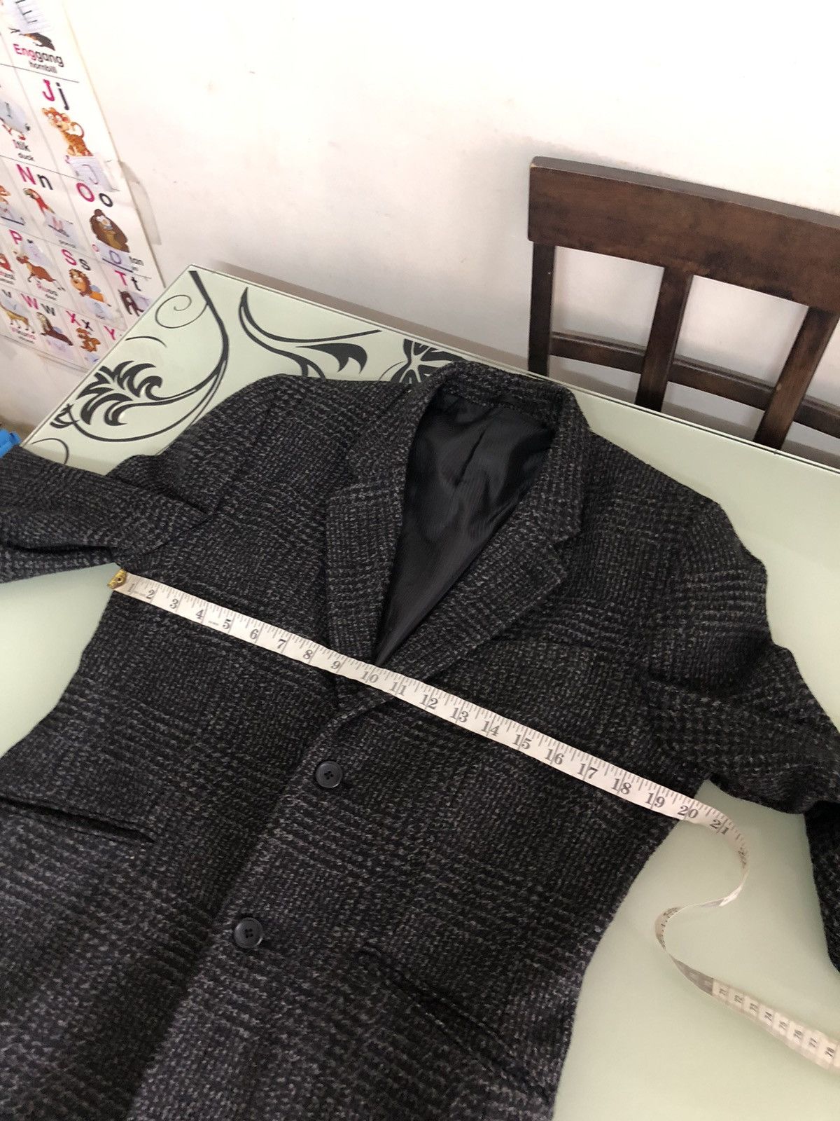 Japanese Brand Vtg Uniqlo Tweed Gingham Dark Grey Single Breasted Blazer Size US L / EU 52-54 / 3 - 16 Thumbnail