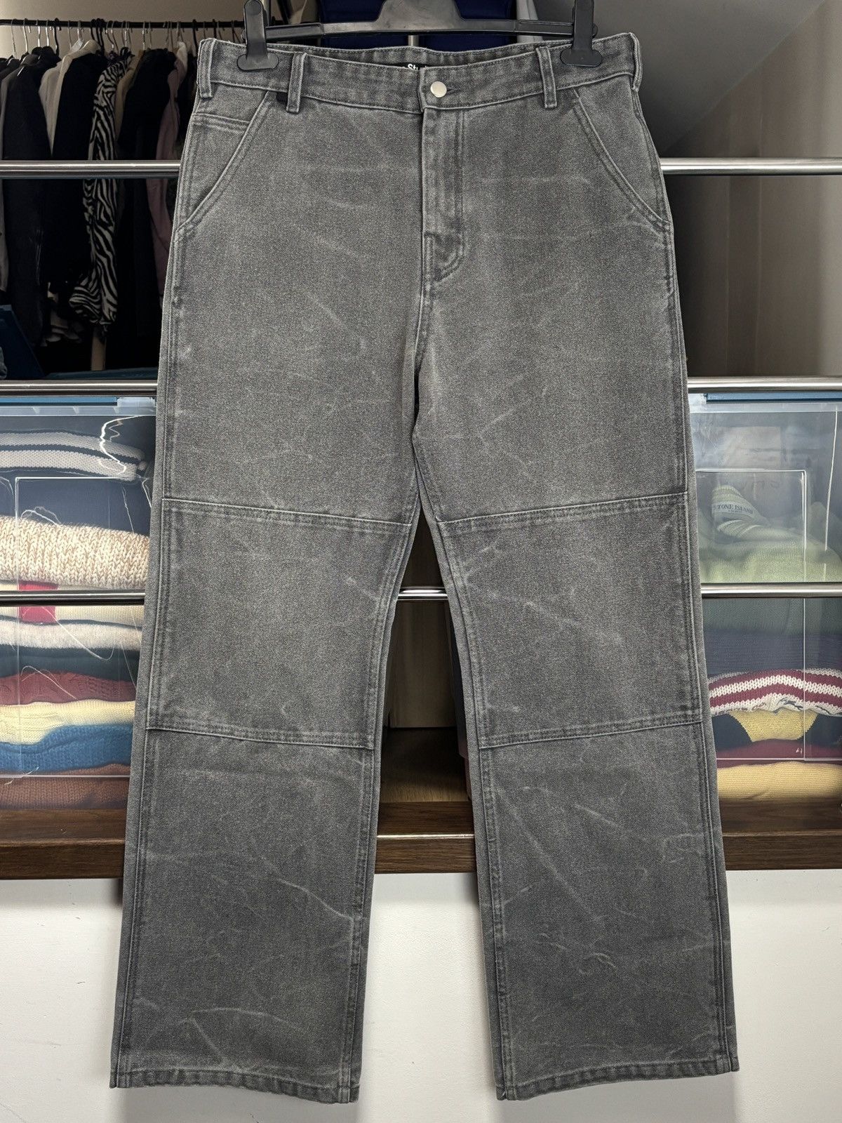 Acne Studios Acne Studios Double Knee Pigment Dyed Canvas Baggy Pants Size US 34 / EU 50 - 1 Thumbnail