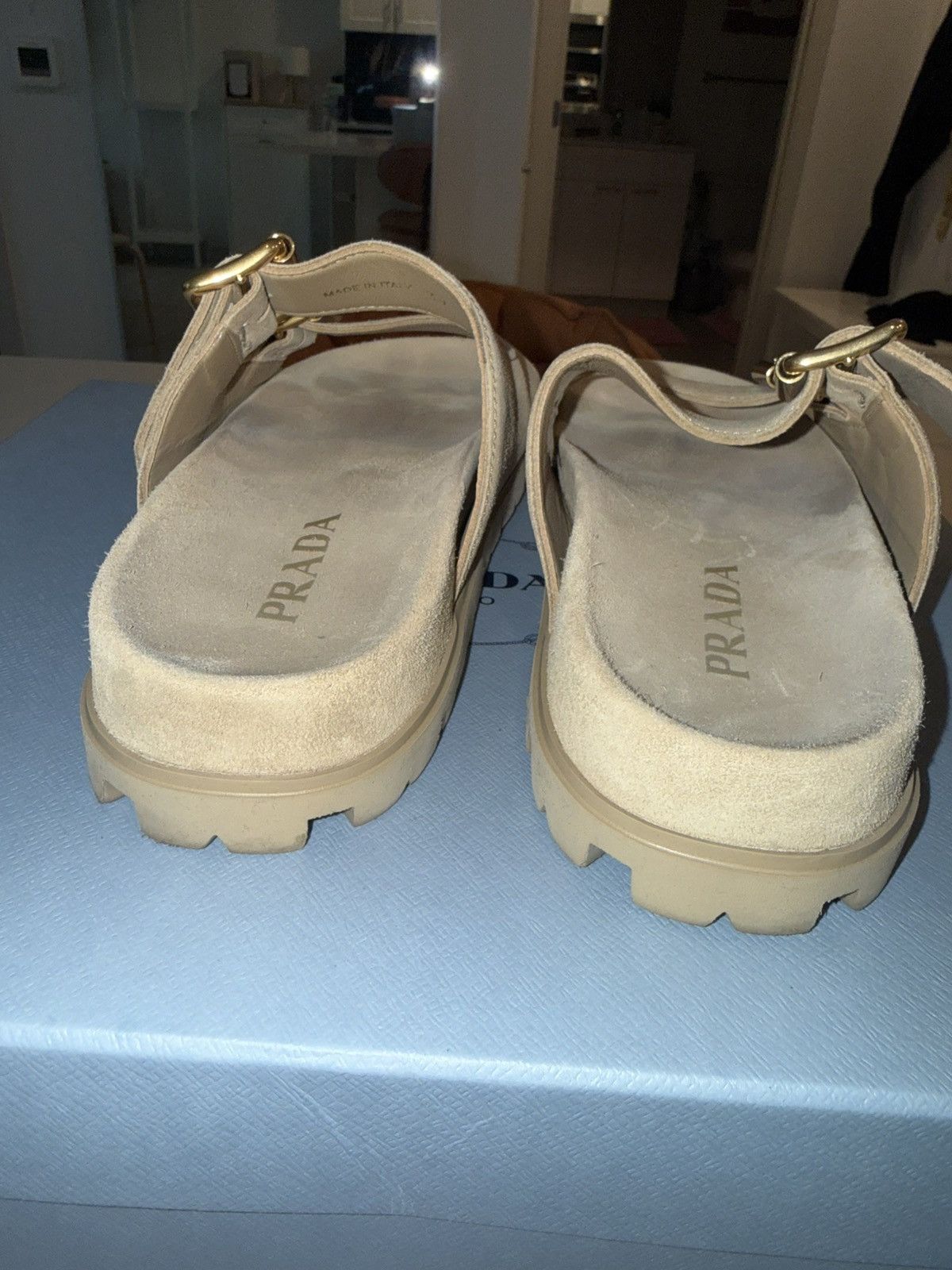 Prada Prada Suede Buckle Sandals Size US 8.5 / IT 38.5 - 10 Thumbnail