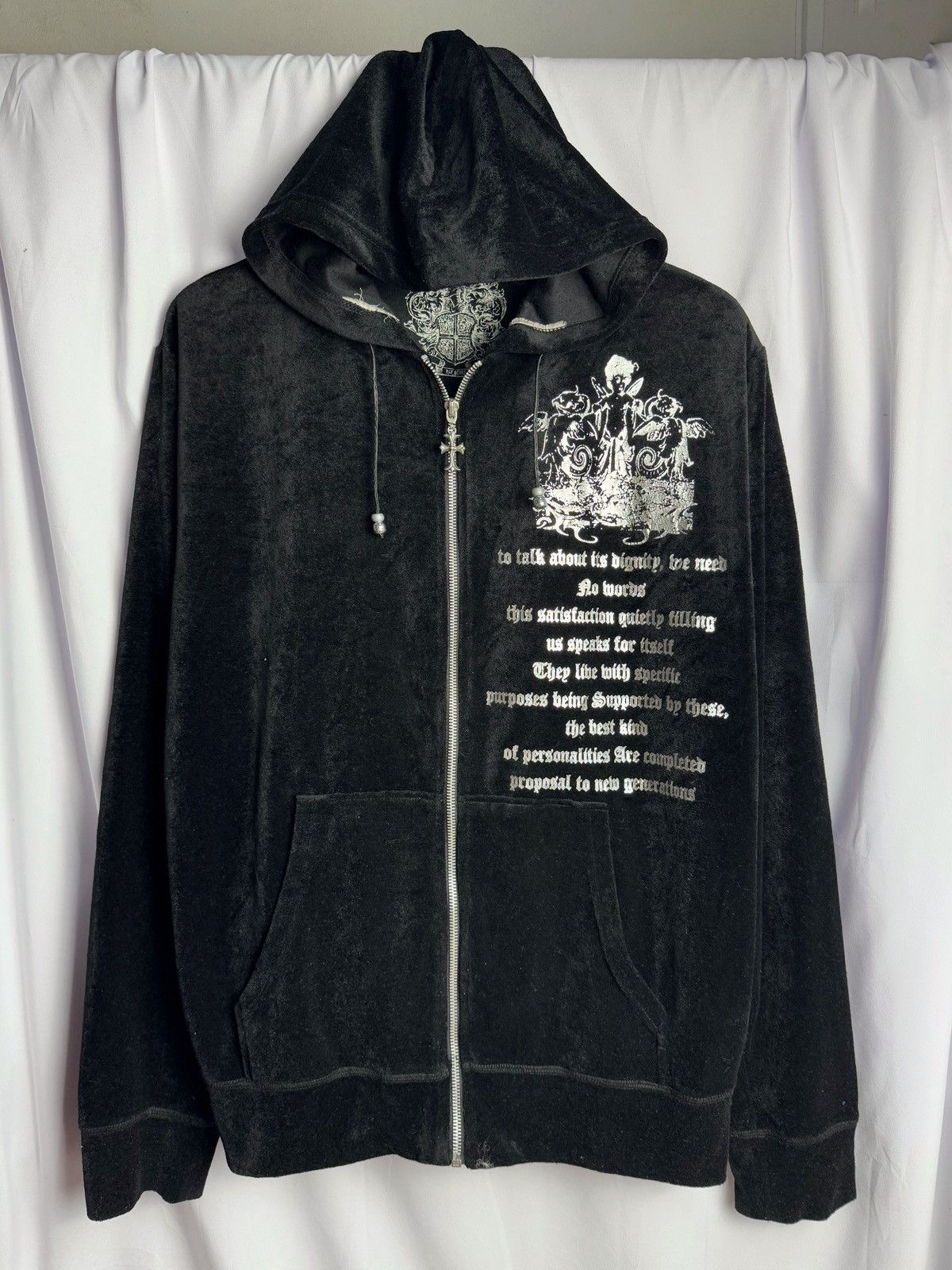 Japanese Brand Velvet Hoodie Poem Age Core Ifsix Lgb Styled Size US L / EU 52-54 / 3 - 1 Thumbnail