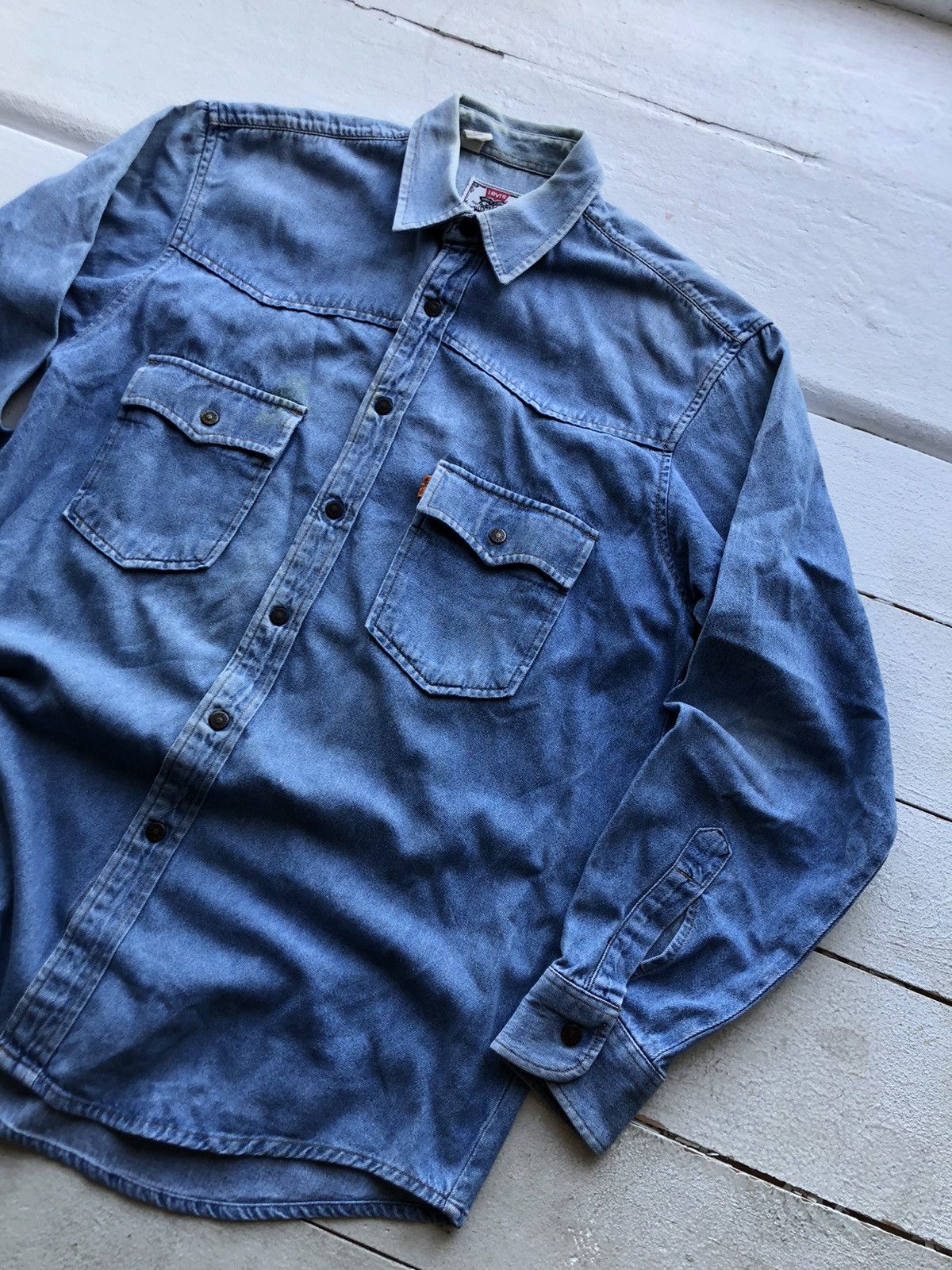 Levi's Very Rare Vintage Levi’s Orange Tab Jeans Shirt Streetwear Size US L / EU 52-54 / 3 - 2 Thumbnail