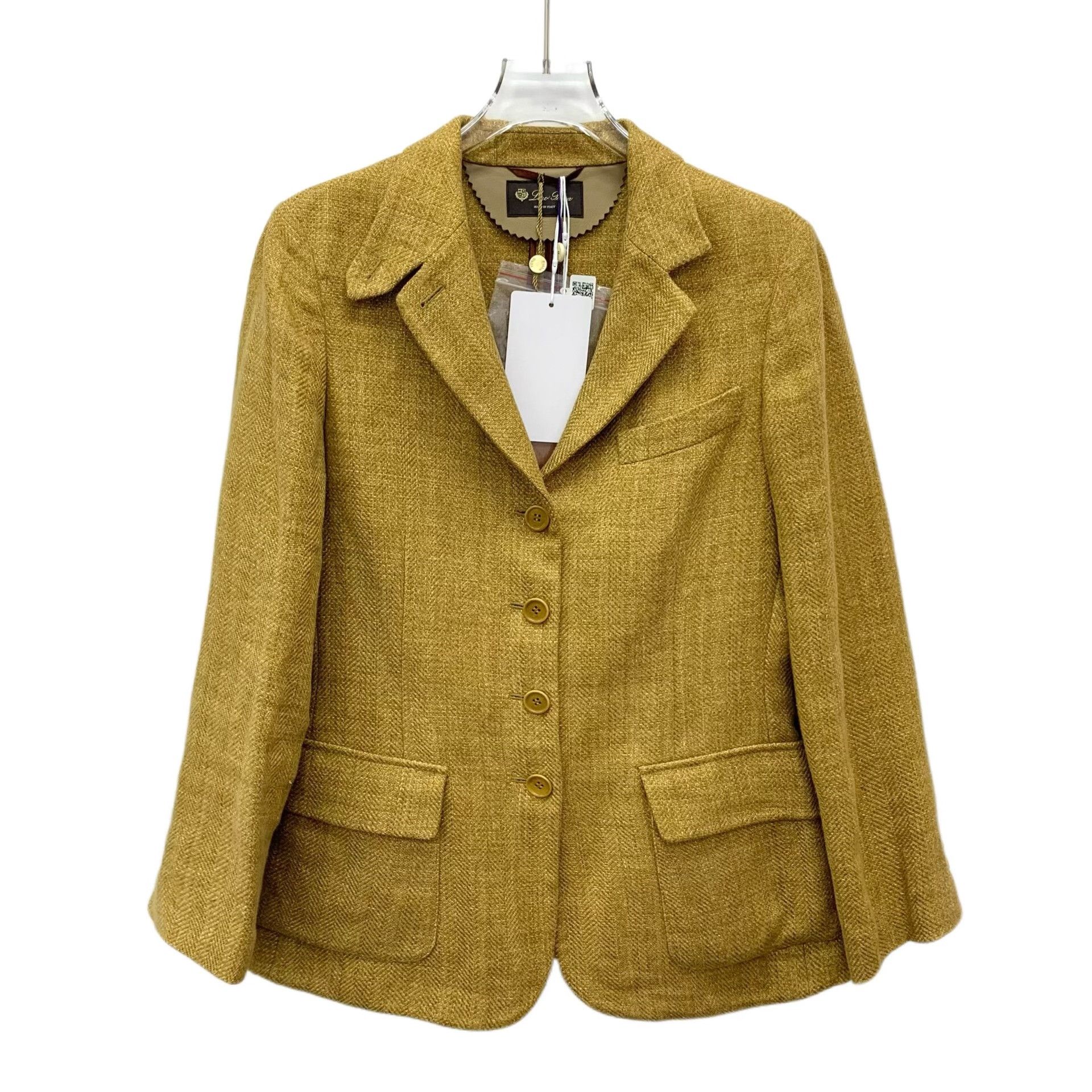 Loro Piana Loro Piana Yellow Linen Lapel Blazer Size US XXS / EU 40 - 1 Thumbnail