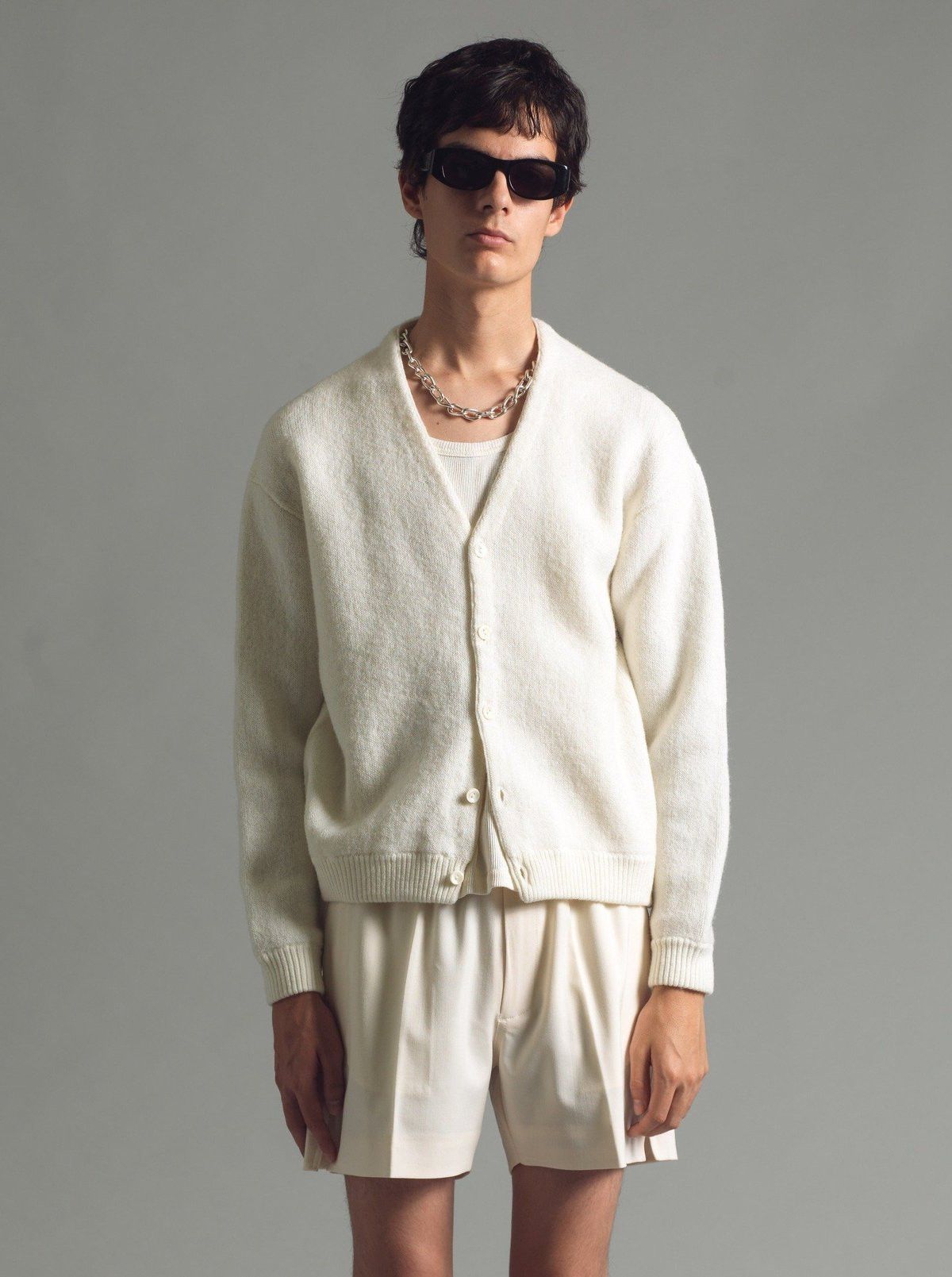 image of Secondlayer Ivory/off-White Virgin Wool Servizi Cardigan, Men's (Size Large)