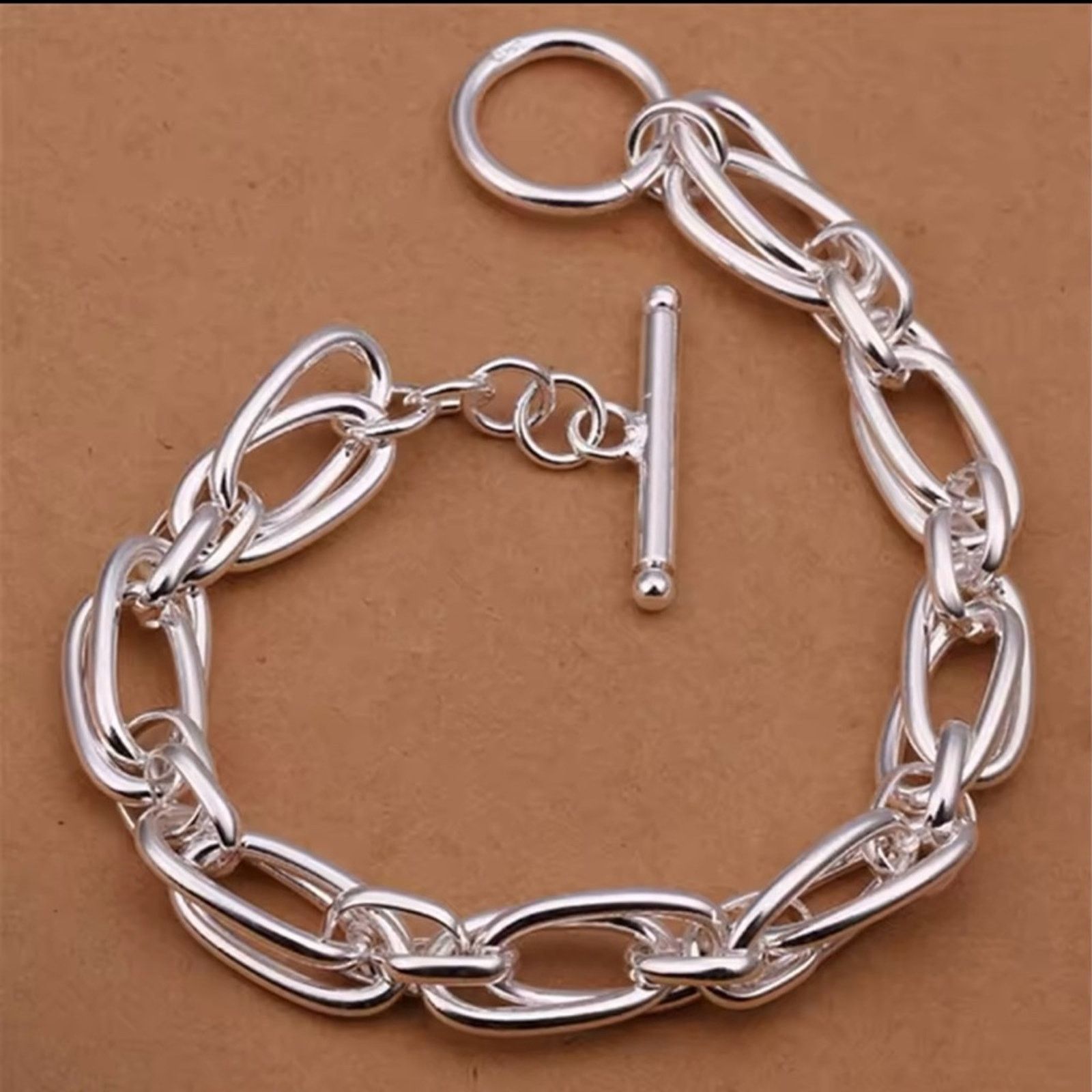 Other Sterling Silver Thick Double Chain Bracelet Size ONE SIZE - 8 Thumbnail