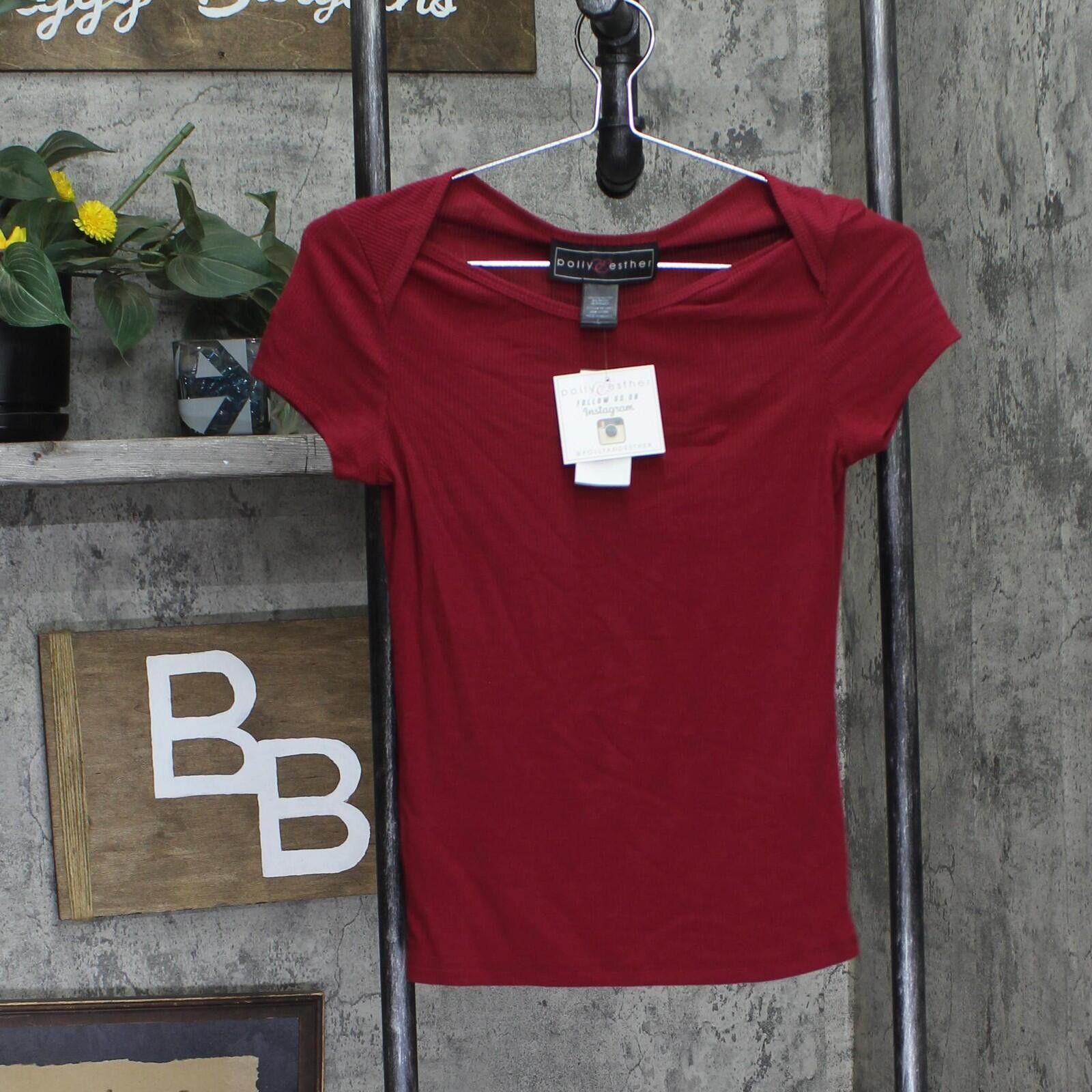 Other Nwt Polly & Esther Scoop-neck Skimmer Top Burgundy Red L Size L / US 10 / IT 46 - 1 Thumbnail