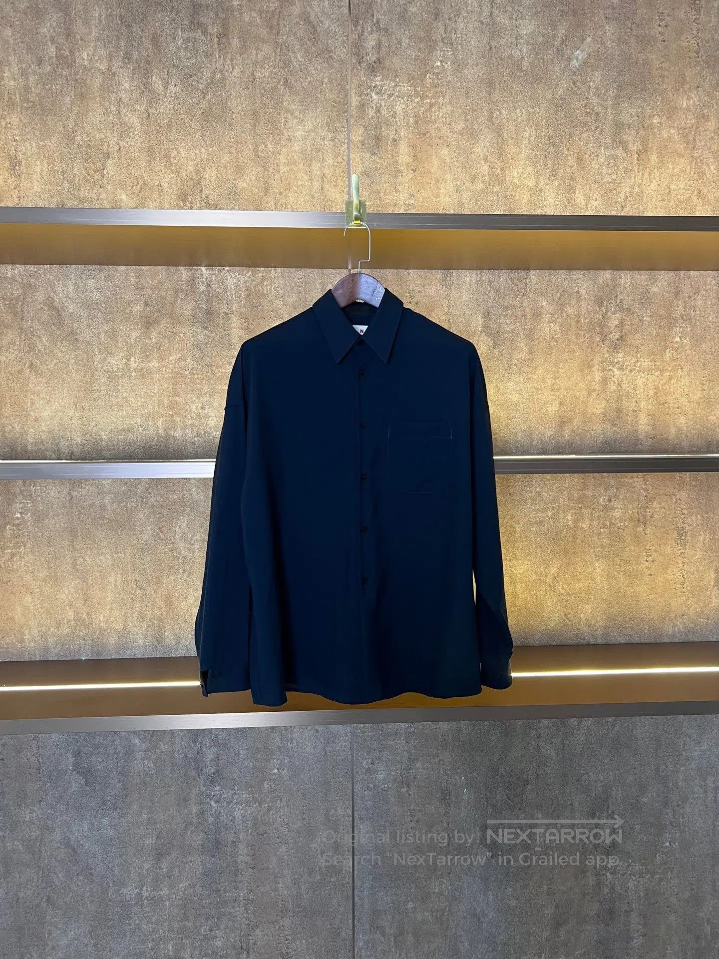 Marni MARNI Navy Blue Slogan Shirt| Size XL / US 12-14 / IT 48-50 - 2 Thumbnail