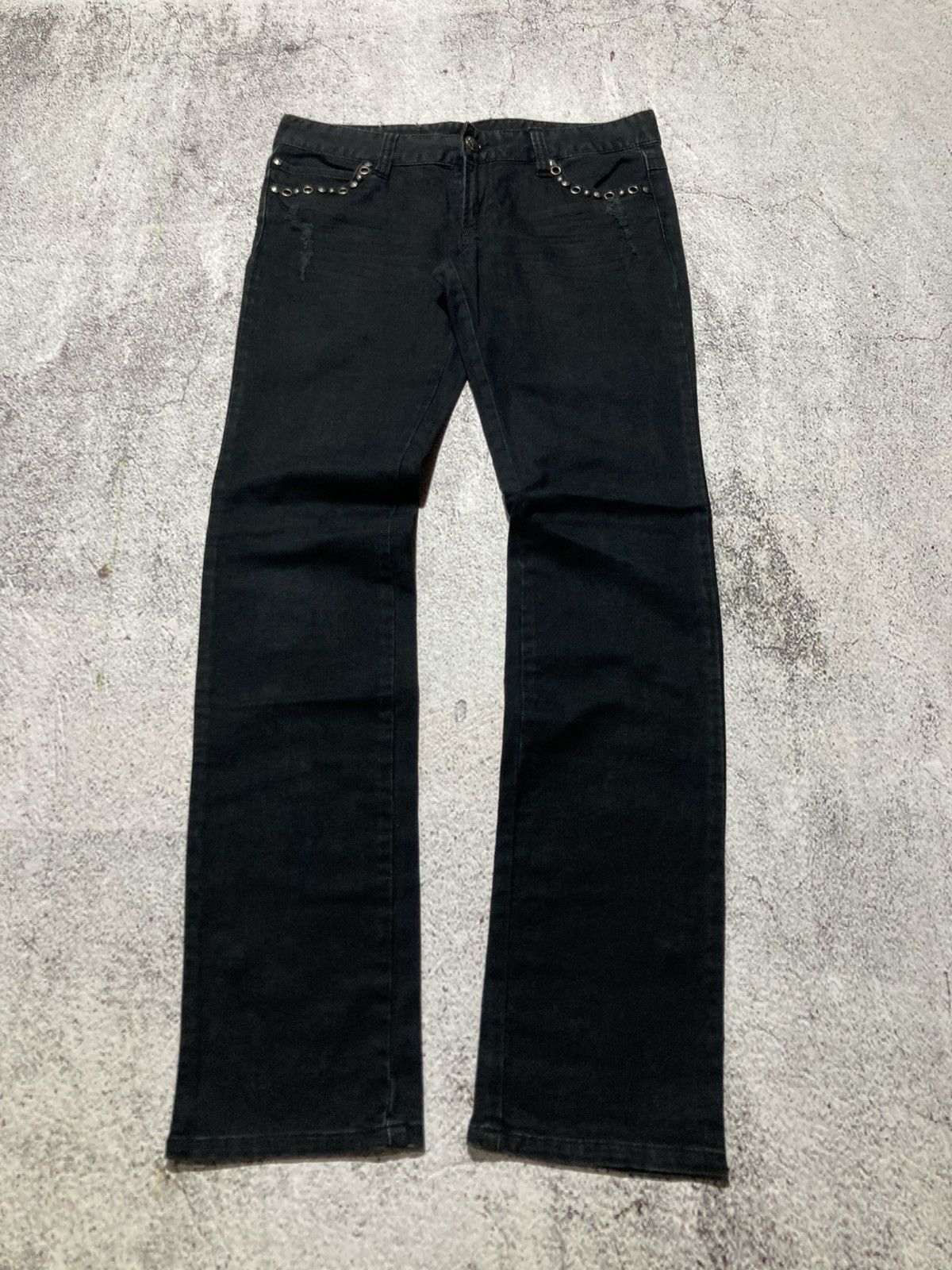 2000s Hysteric Glamour Style Studded Denim Jeans Gothic Punk