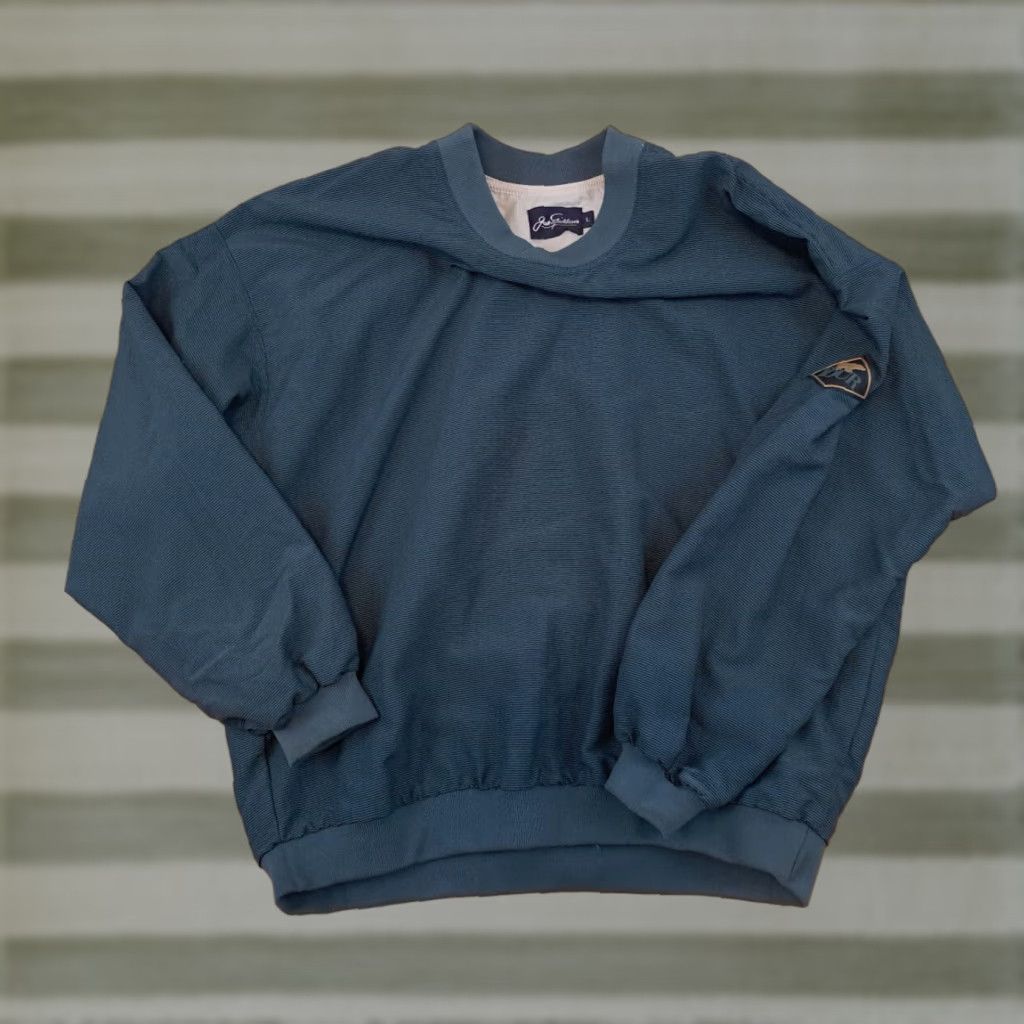 Vintage Jack Nicklaus Tour Green Striped Supplex Nylon Golf Pullover Jacket USA Regular L Men Green 28in long Pit to Pit Pullover Logo Size US L / EU 52-54 / 3 - 1 Thumbnail