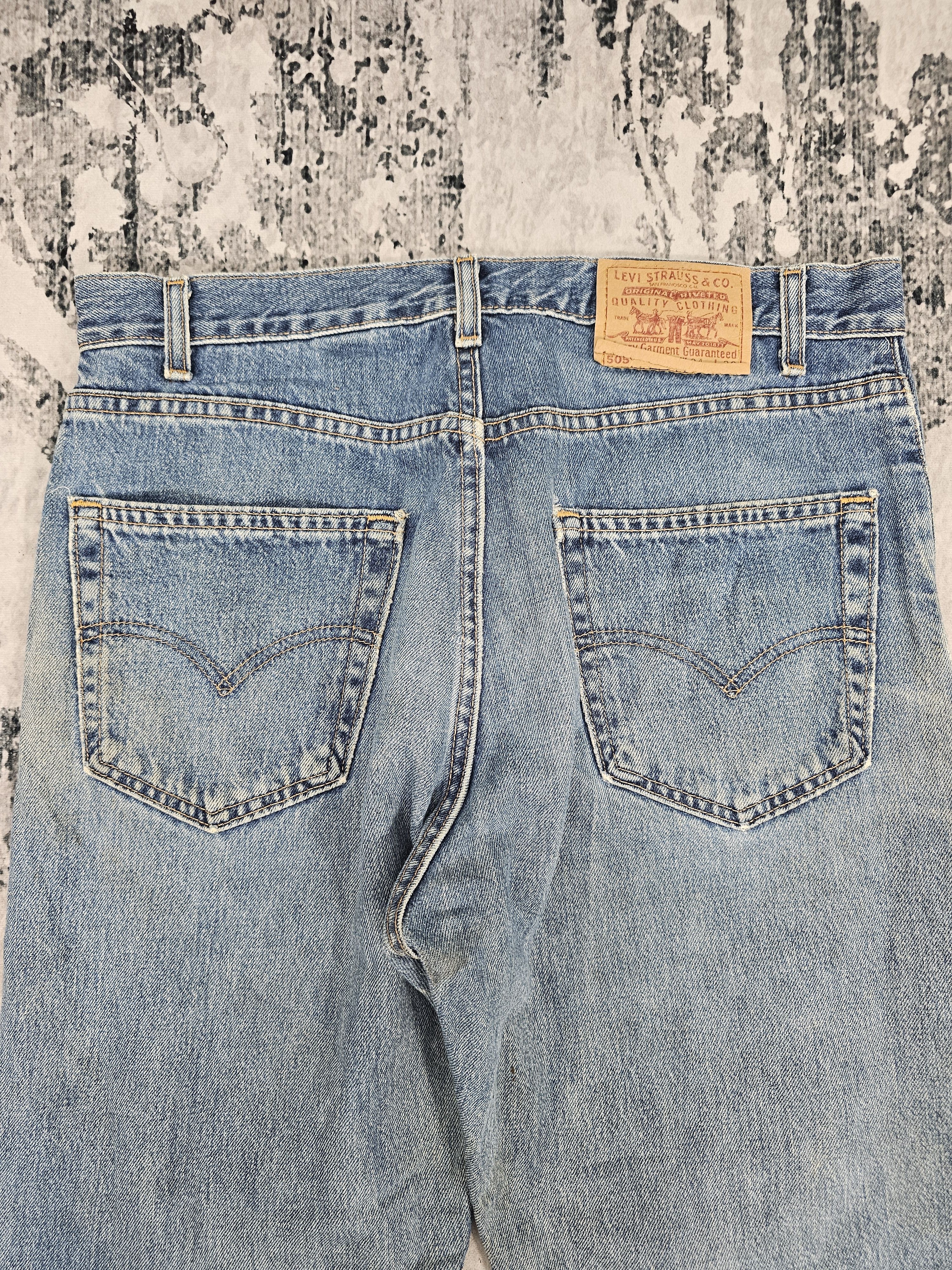 Levi's Vintage Clothing Vtg 90'S LEVIS 505 Distressed Faded Blue Cropped Jeans L0498 Size US 34 / EU 50 - 10 Thumbnail