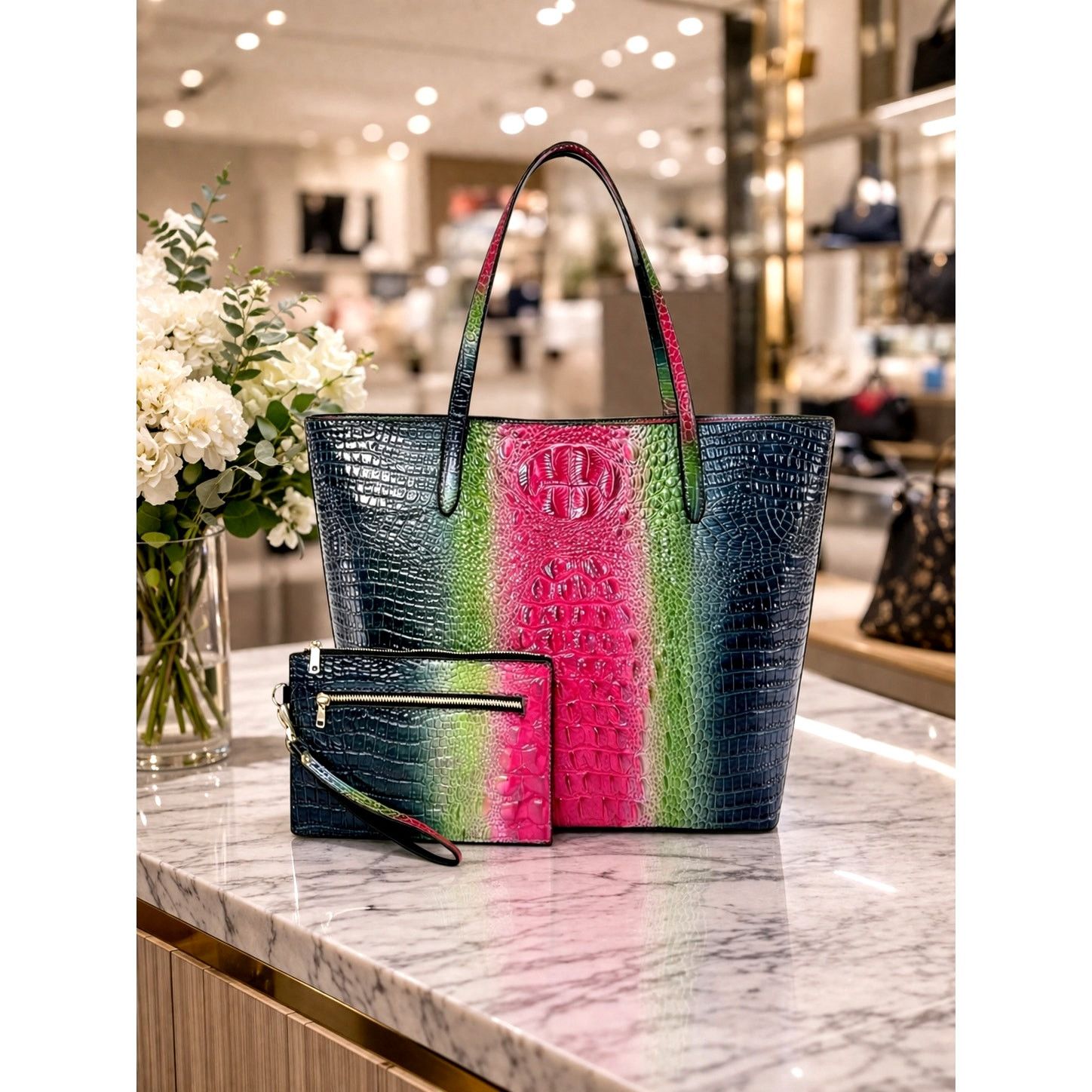 Other Colorblock Gradient Large Shoulder Handbag w/clutch Multi Size ONE SIZE - 1 Thumbnail