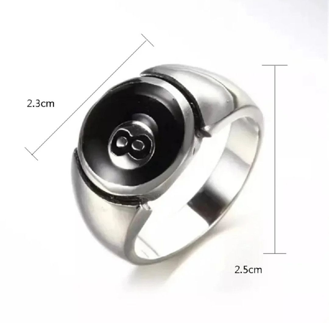 Vintage Black Eight Ring Punk Style Adjustable (Size 7-13) Size ONE SIZE - 7 Thumbnail