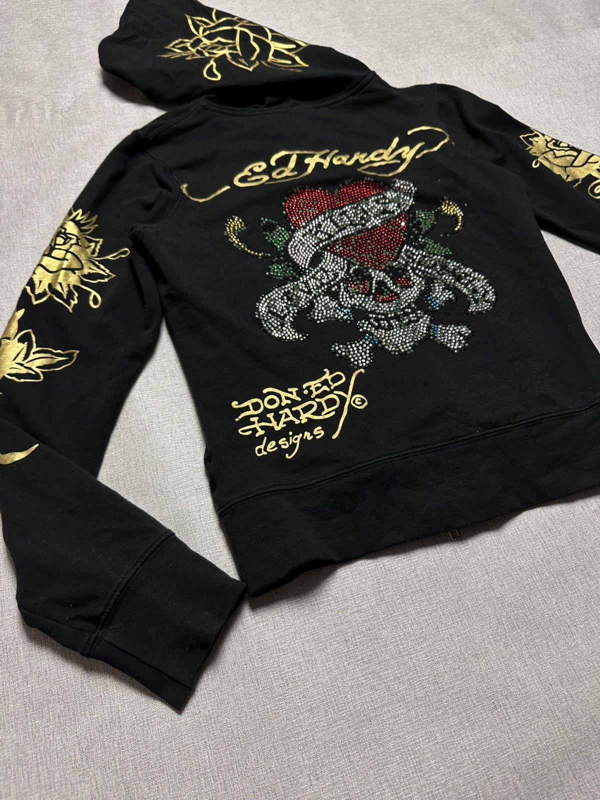 Ed Hardy Ed Hardy by Christian Audigier Rare Black Gold Y2K Zip Size S / US 4 / IT 40 - 7 Thumbnail