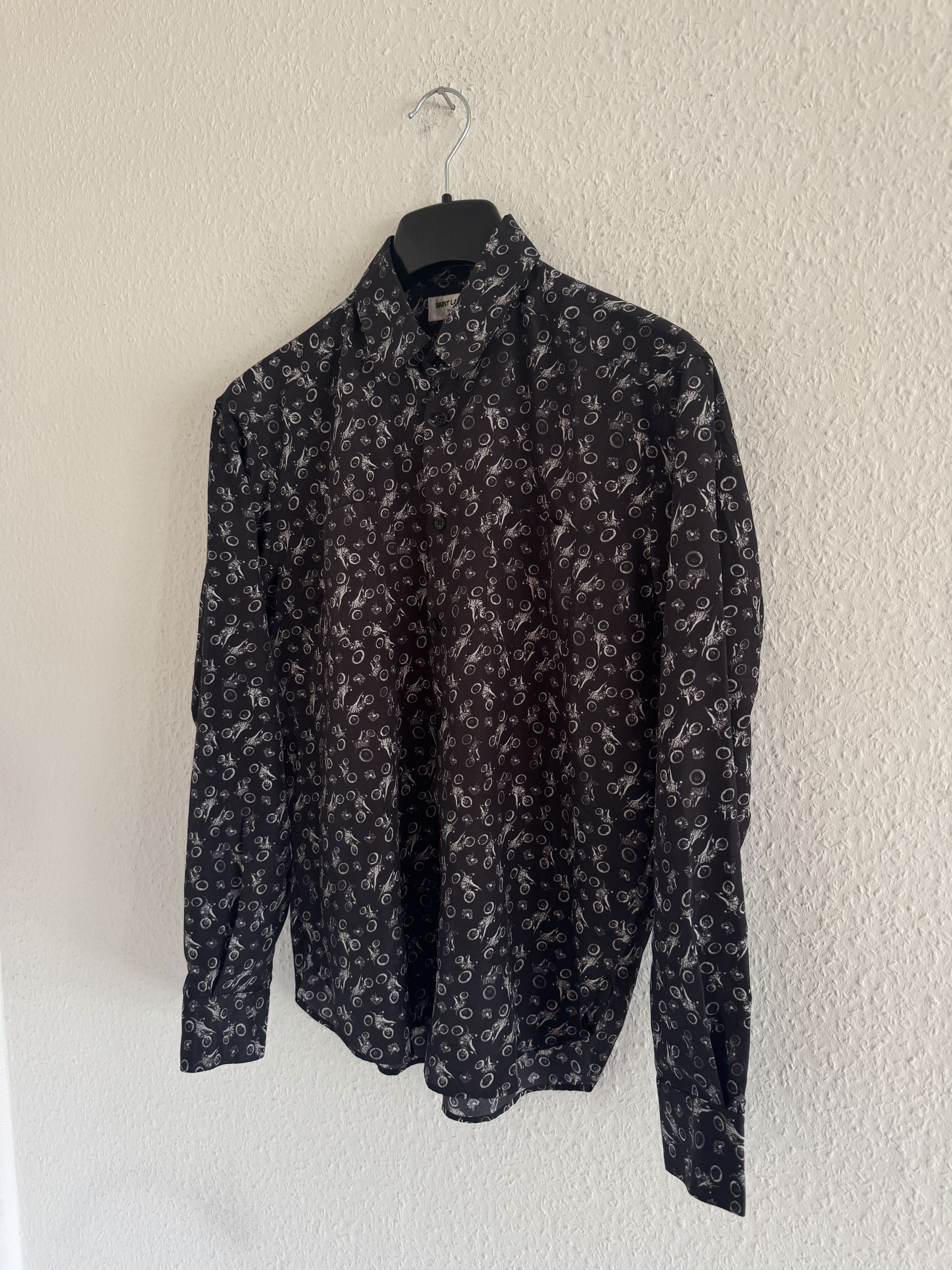 Saint Laurent Paris Motorcycle Graphic Silk Shirt Size US S / EU 44-46 / 1 - 2 Thumbnail