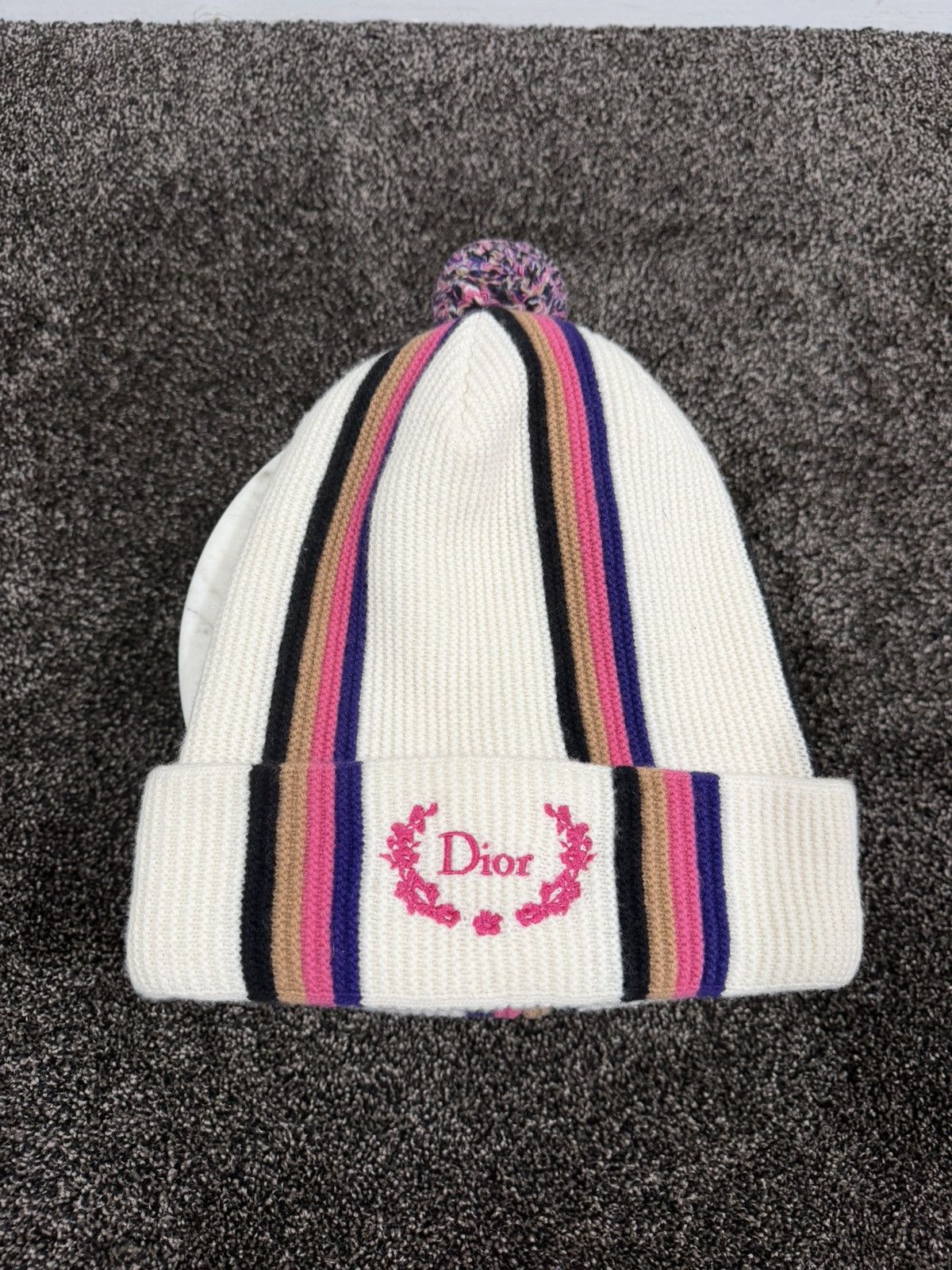 Dior Dior Striped Wool Knitted Beanie PomPom Hat Size ONE SIZE - 5 Thumbnail