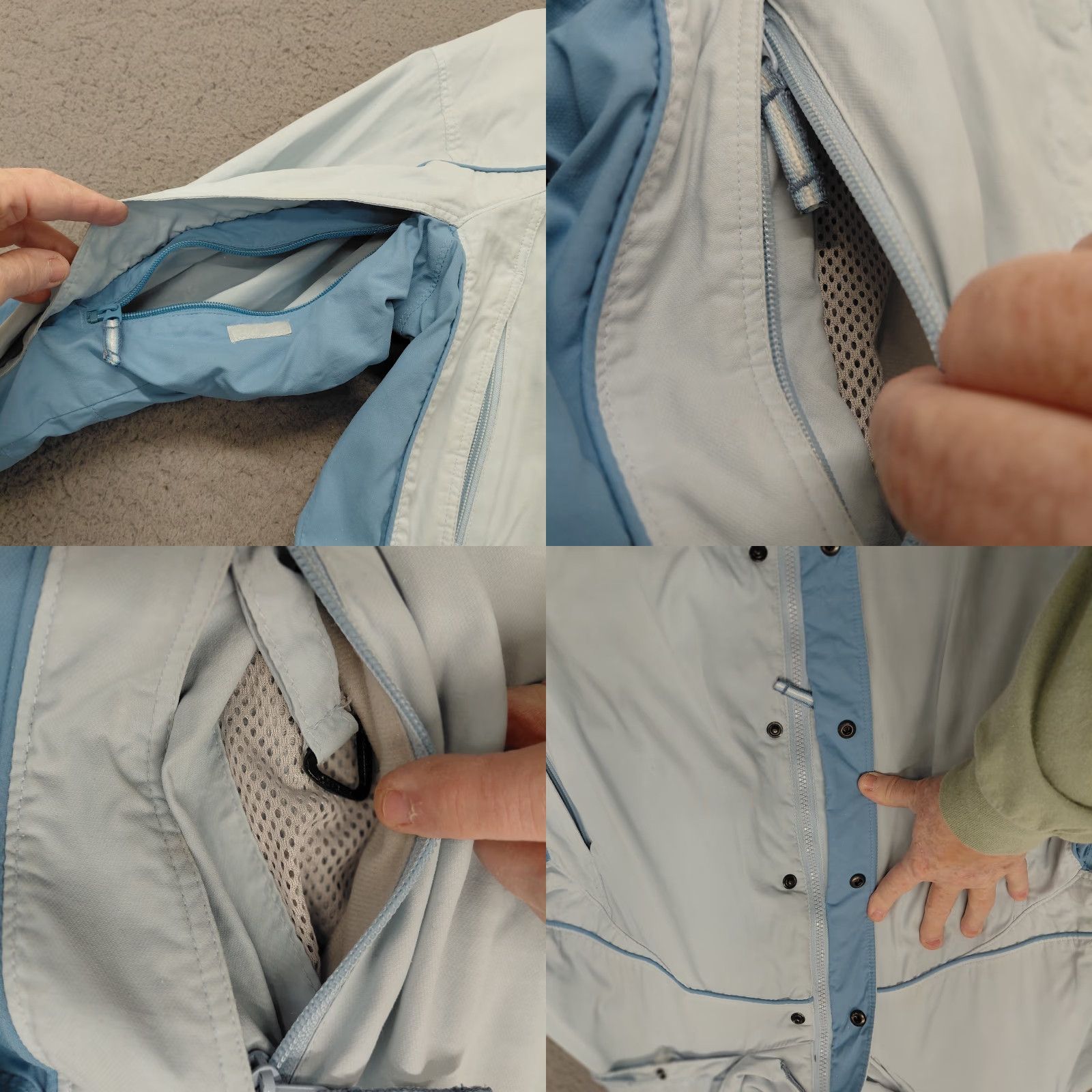 Vintage Columbia Rain Jacket Womens XL Pale Blue White Storm Dry Waterproof Hooded Jacket Size XL / US 12-14 / IT 48-50 - 8 Thumbnail