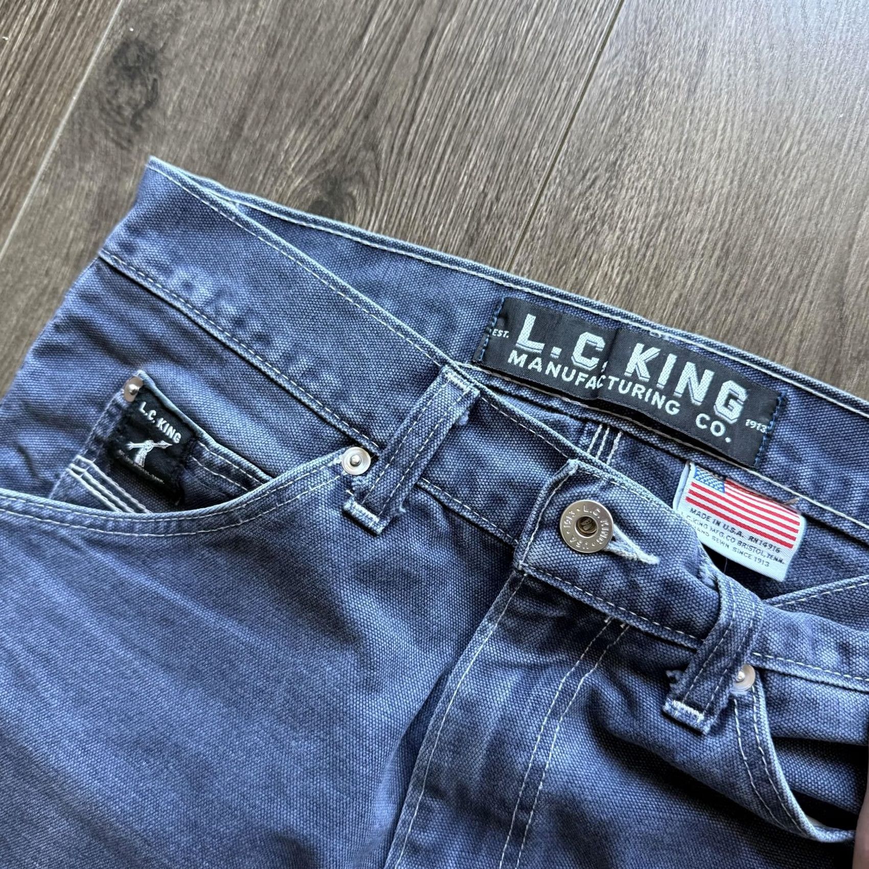 Vintage L.C. King Pants Mens 30 30x30 Navy Gray Regular Straight Canvas USA Workwear Size US 30 / EU 46 - 5 Thumbnail