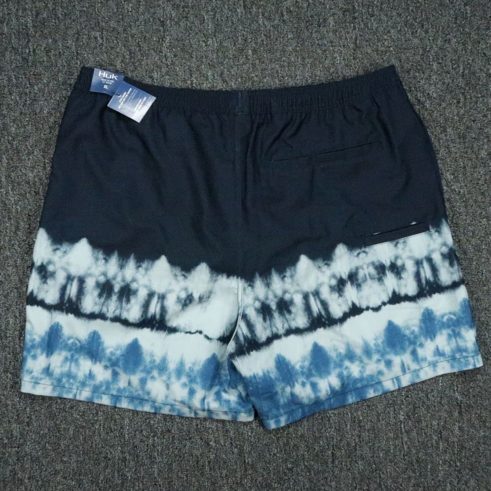 Vintage Huk Shorts Mens XL Blue Tie Dye Above The Knee Fishing Stretch Lined Size US 36 / EU 52 - 4 Thumbnail