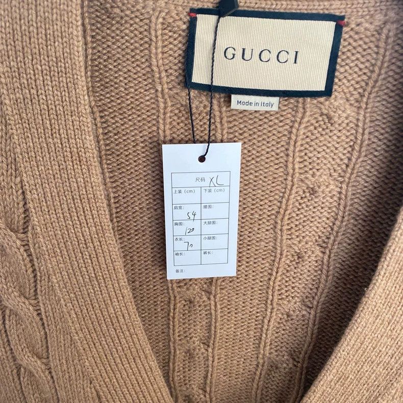 Gucci Gucci Khaki red and green stitching cashmere cardigan 2502- Size US XL / EU 56 / 4 - 2 Thumbnail