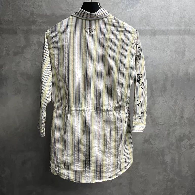 Prada Prada Light Blue Striped Long Sleeve Shirt-2506 Size US M / EU 48-50 / 2 - 2 Thumbnail