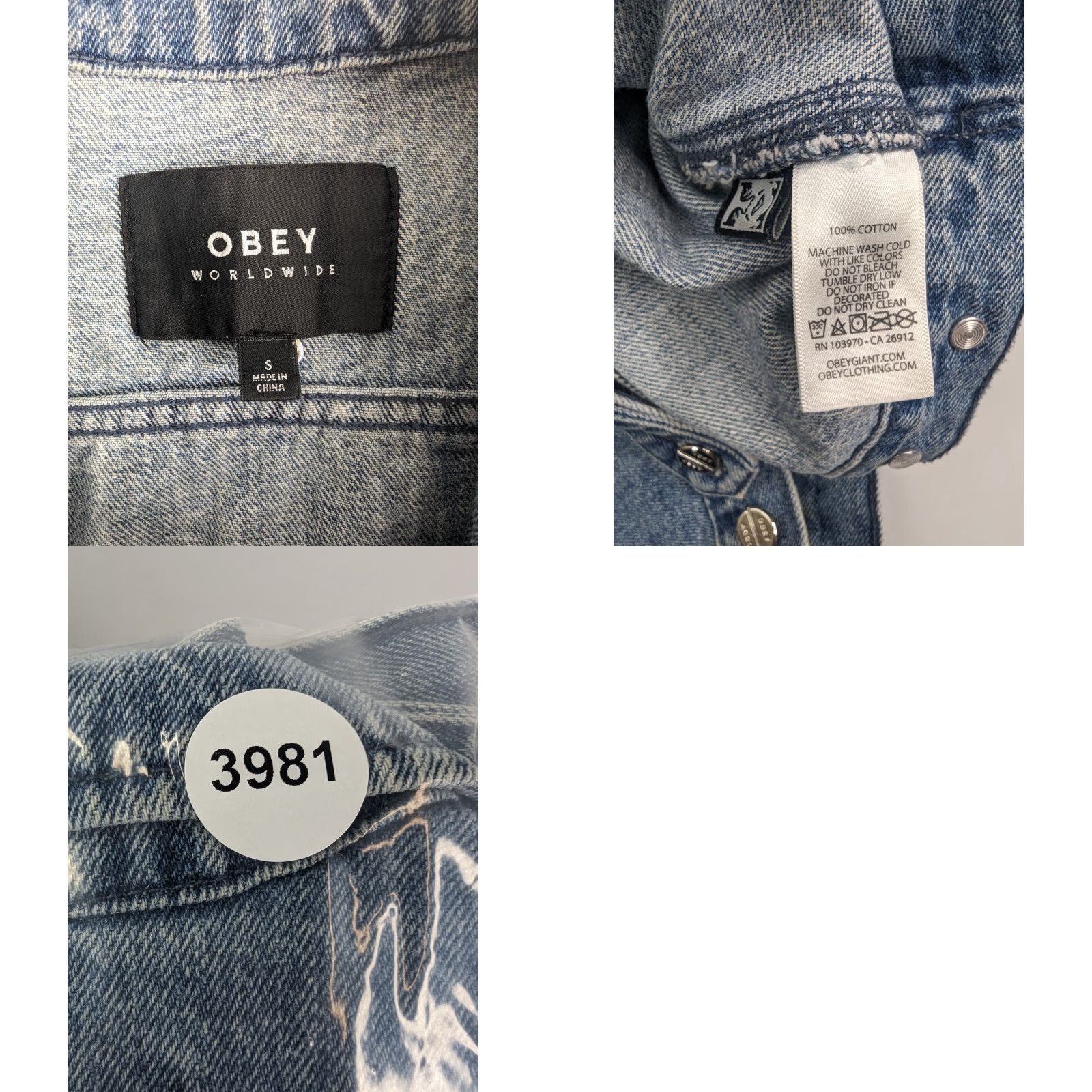 Obey VINTAGE OBEY Denim Jacket Star Studded Stardom Indigo Size Small Y2K Women’s Jacket Size S / US 4 / IT 40 - 8 Thumbnail