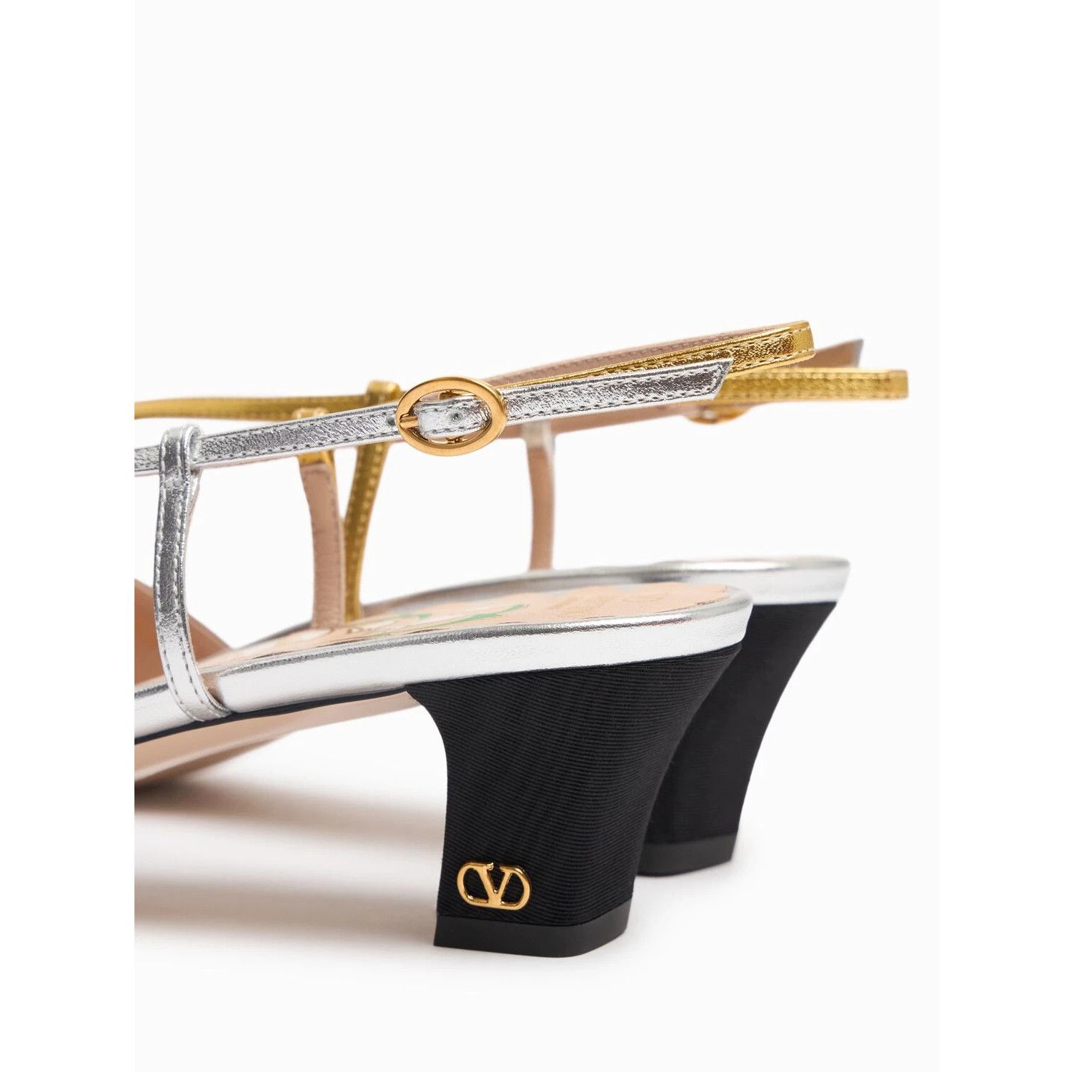 VALENTINO GARAVANI $1190 Black/Silver 45mm Slingback Pumps N