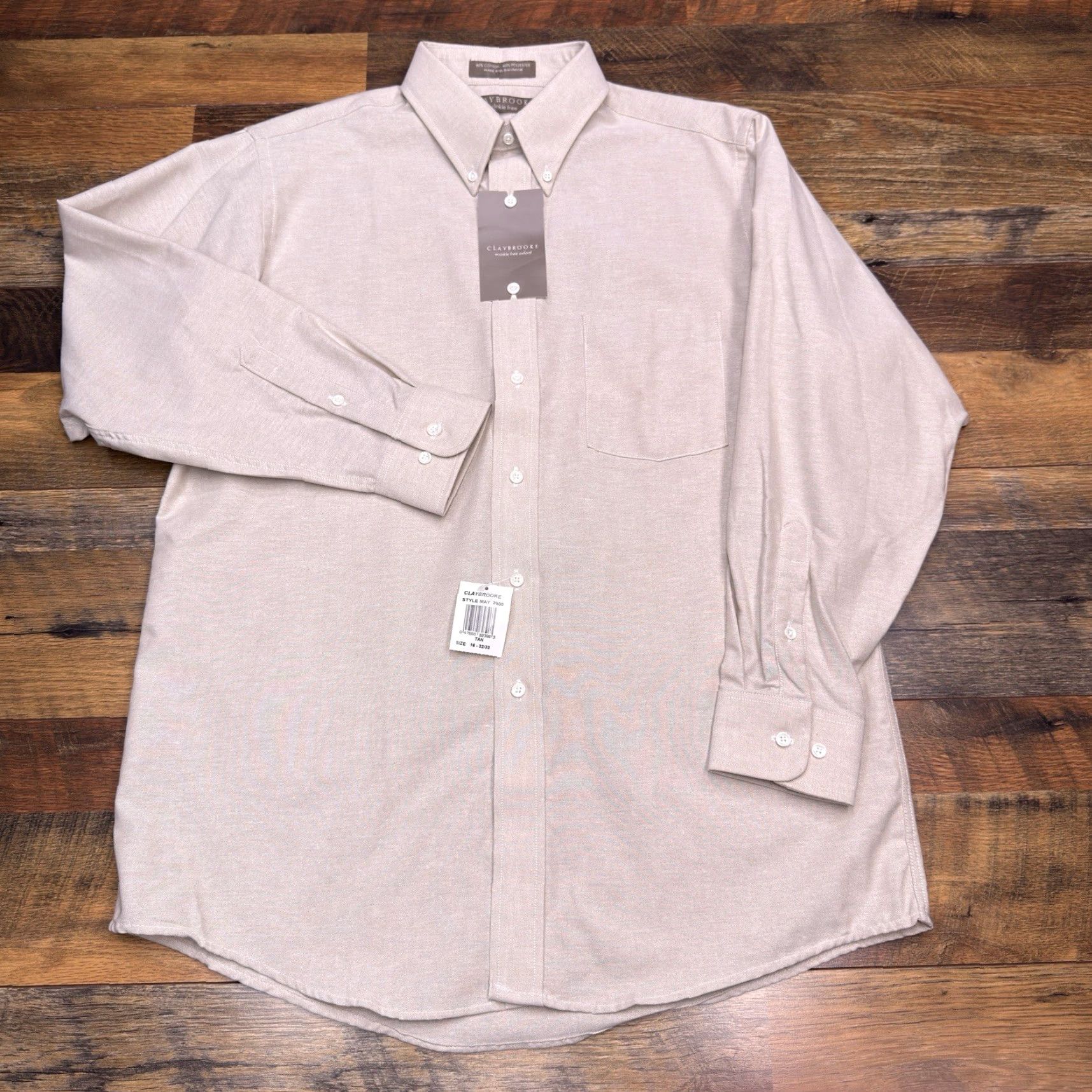 Vintage VINTAGE Claybrooke Wrinkle Free Oxford Shirt Mens 16 32/33 Tan Button Up New Size US L / EU 52-54 / 3 - 2 Thumbnail