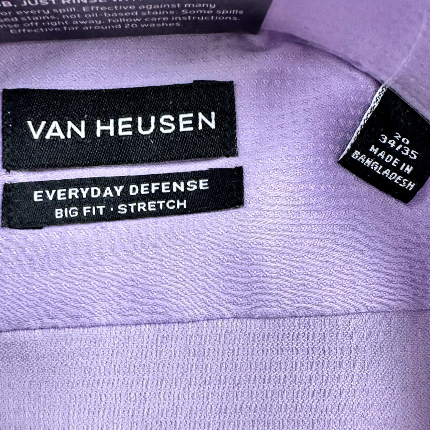 Van Heusen Van Heusen Shirt Mens 2XL Lavender Purple Button Up Dress Shirt Big & Tall Stretch Wrinkle Resistant Easy Care Long Sleeve Size US XXL / EU 58 / 5 - 3 Thumbnail