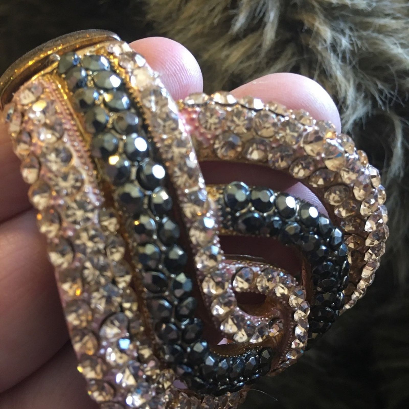 Vintage Vintage peach/black rhinestone clamp cuff bracelet Size ONE SIZE - 7 Thumbnail