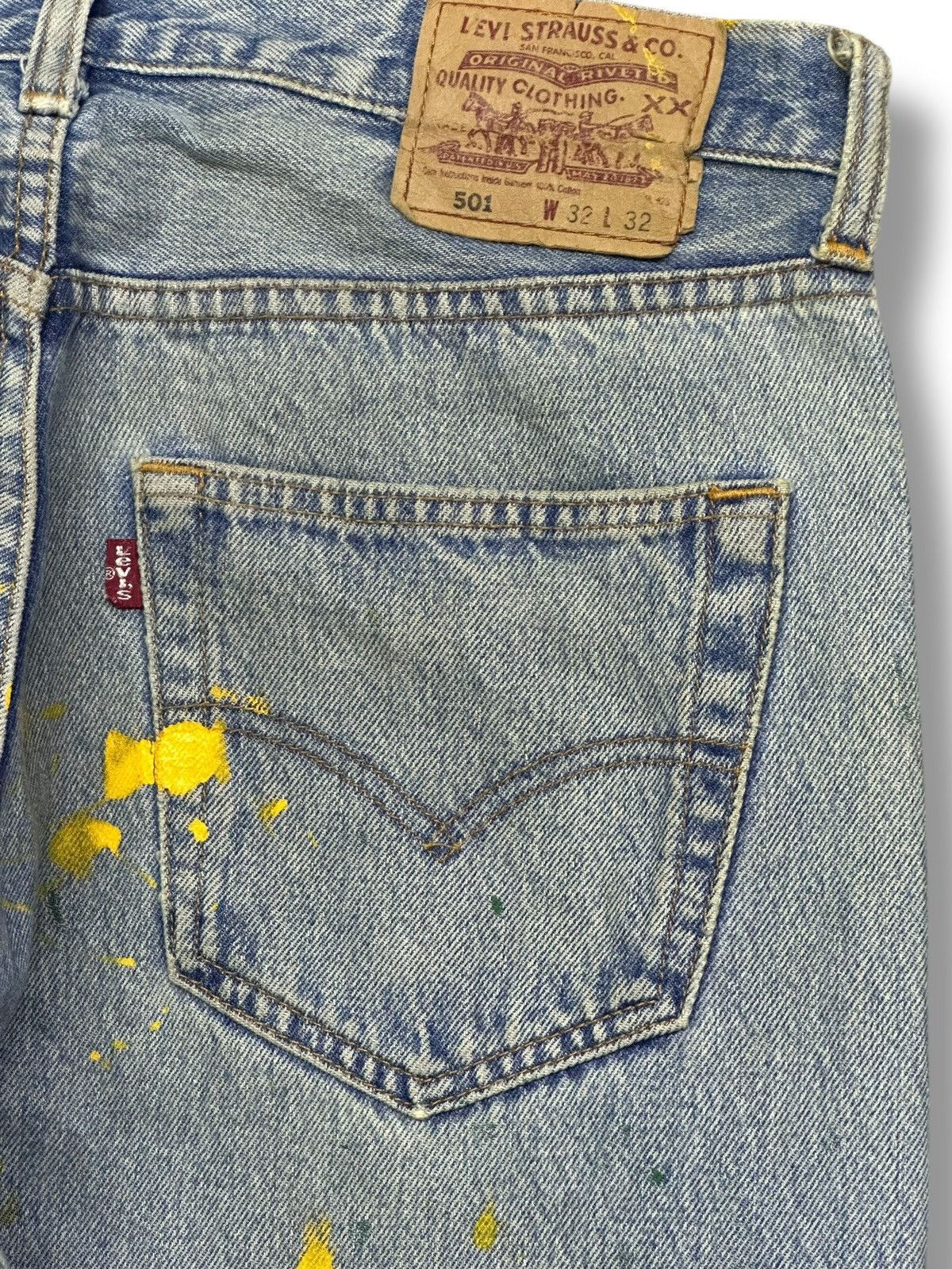 Levi's Vintage Levis Straight Jeans With Painted and Faded Wash Size US 33 - 8 Thumbnail