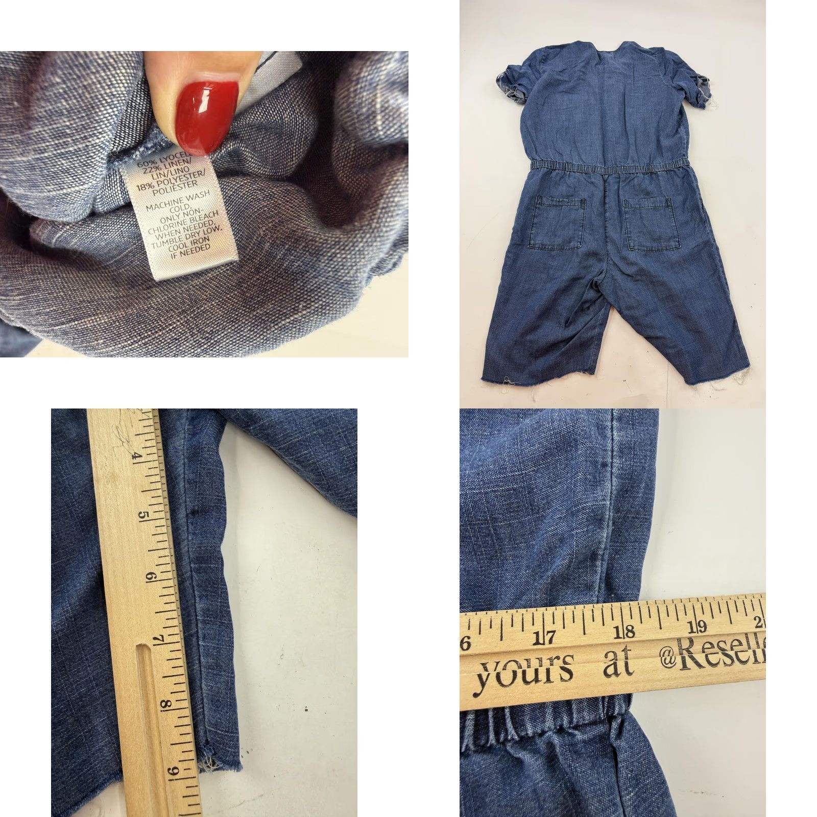 Loft LOFT Romper Womens Large Blue Chambray Short Sleeve Elastic Waist Pockets Casual Size 36" / US 14 / IT 50 - 8 Thumbnail