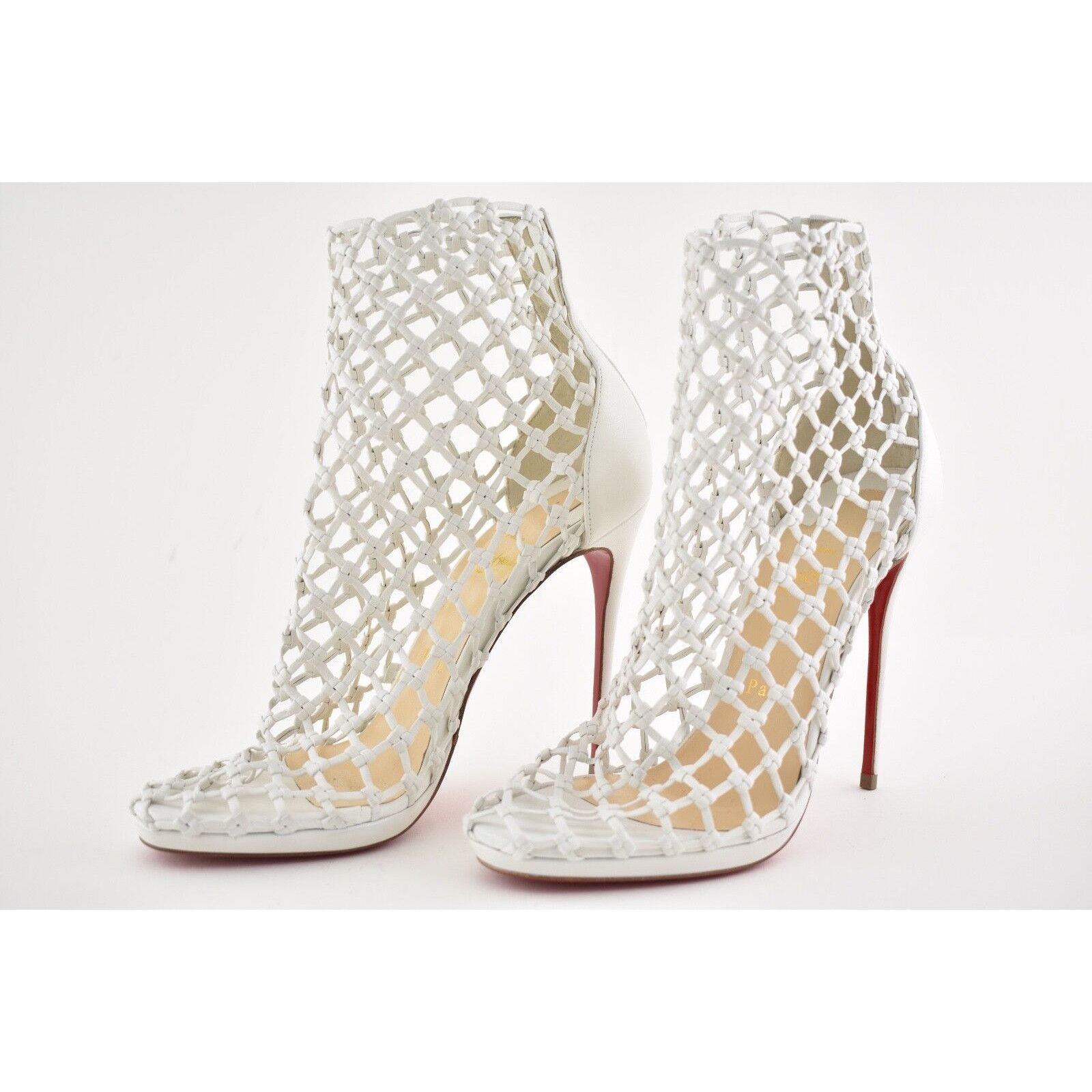 Christian Louboutin Christian Louboutin Porligat 120 White Latte Caged Boot Size US 7.5 / IT 37.5 - 9 Thumbnail