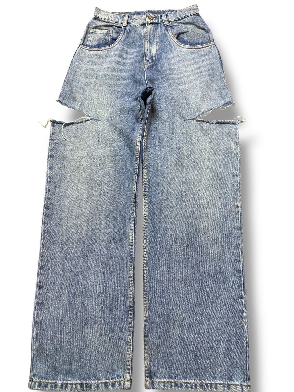 Maison Margiela Vintage Maison Margiela Baggy Wide Leg Whiskers Denim Size US 27 - 1 Thumbnail