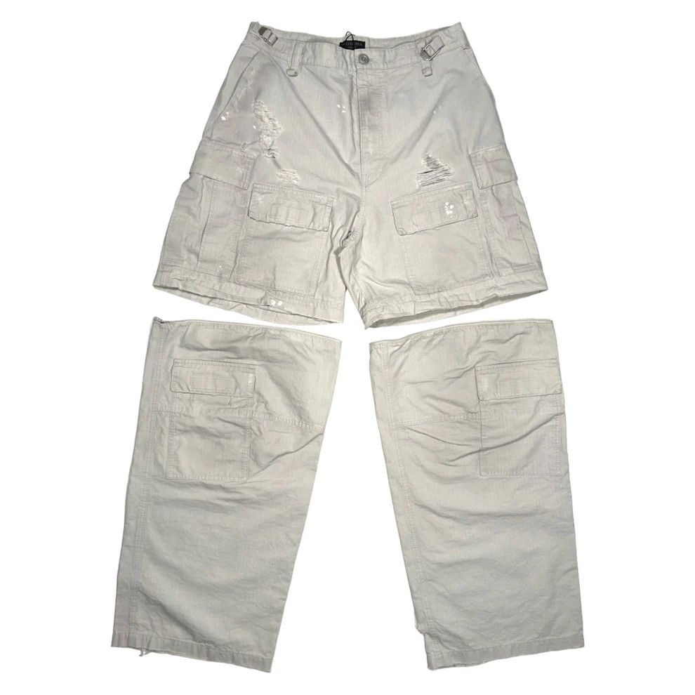 image of Balenciaga Adjustable Cargo Pants Distressed Cotton-Ripstop in Beige, Men's (Size 34)