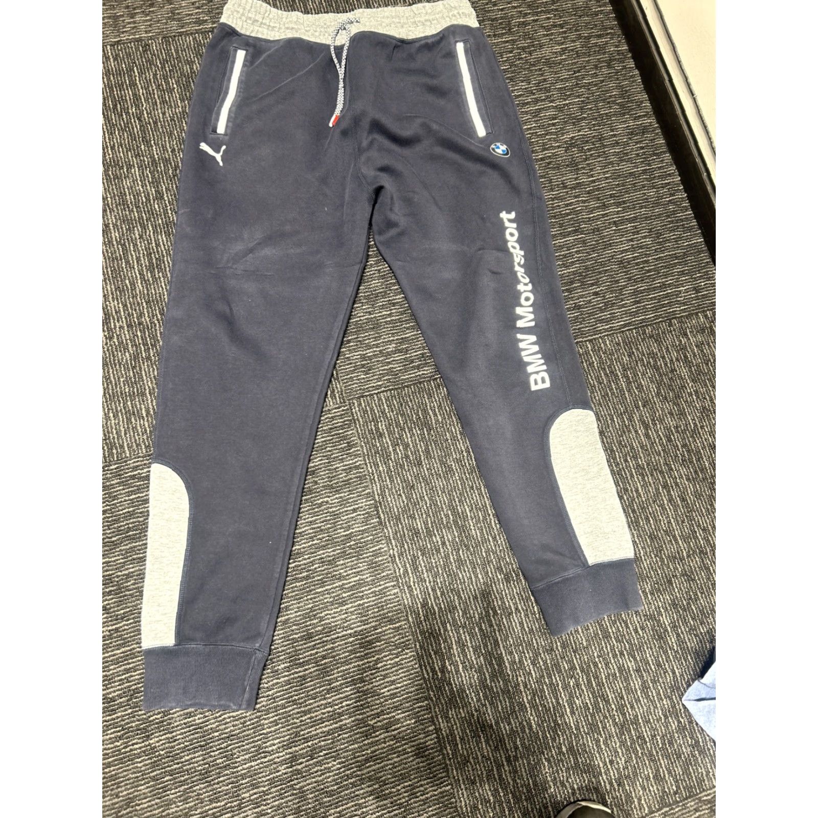 Puma BMW Motorsport Puma Sweatpants Mens Size L Blue Gray Joggers Performance Logos Size US 33 - 2 Thumbnail