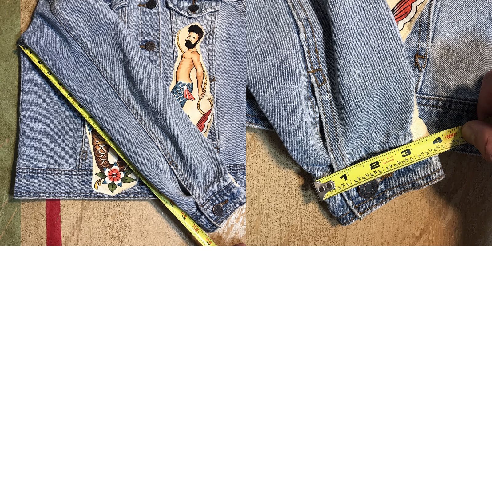 Denime REFUGE Blue Denim Jean Jacket Patches Womens Medium Mermaid Sailor Color Blue Size 32" / US 10 / IT 46 - 8 Thumbnail