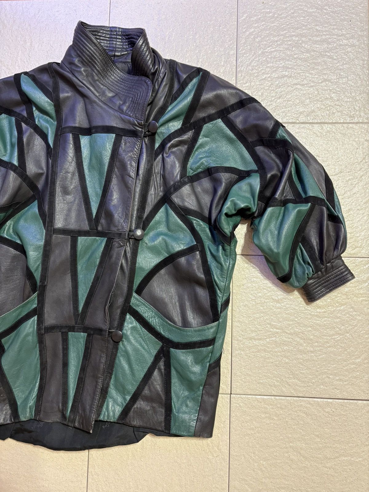 Other Vintage Patchwork Leather Batwing Jacket Rare 80s Size US M / EU 48-50 / 2 - 6 Thumbnail