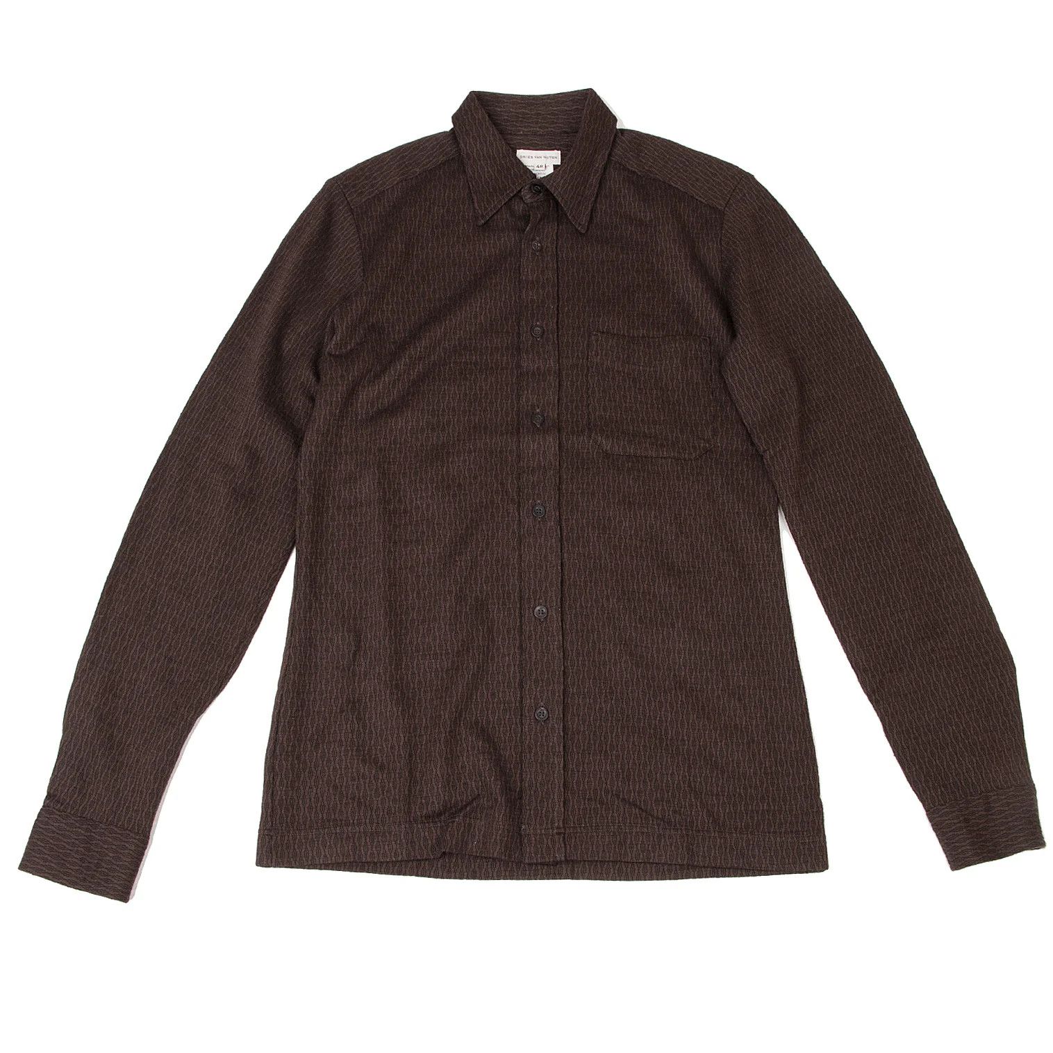 Dries Van Noten Wool Acrylic Cable Pattern Shirt in Brown, Size 48 Size US M / EU 48-50 / 2 - 1 Thumbnail