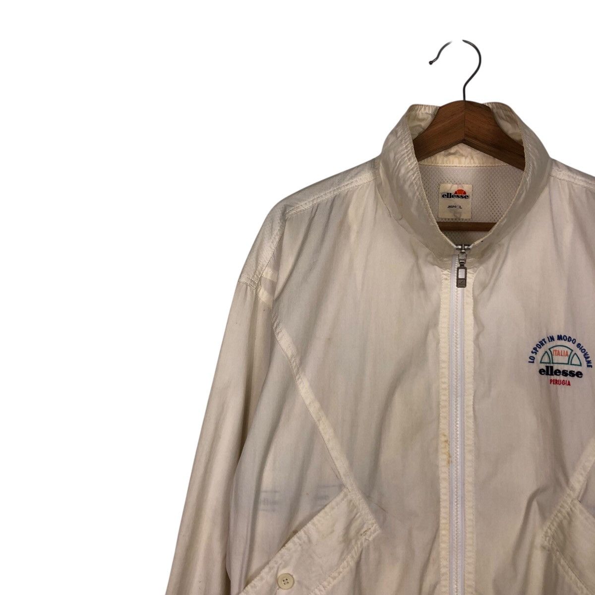 Japanese Brand ellesse 80s/90s White Zip-Up Windbreaker – Mesh Lining Size US L / EU 52-54 / 3 - 8 Thumbnail