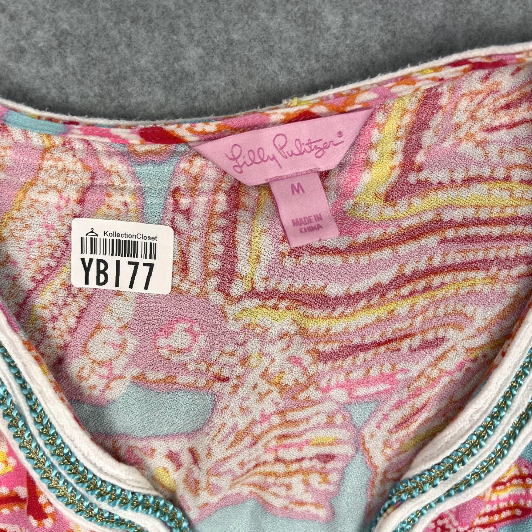 Lilly Pulitzer Lilly Pulitzer Dress Womens Medium Blue Pink Fish Print Beaded Tunic Coverup Dress Size M / US 6-8 / IT 42-44 - 5 Thumbnail