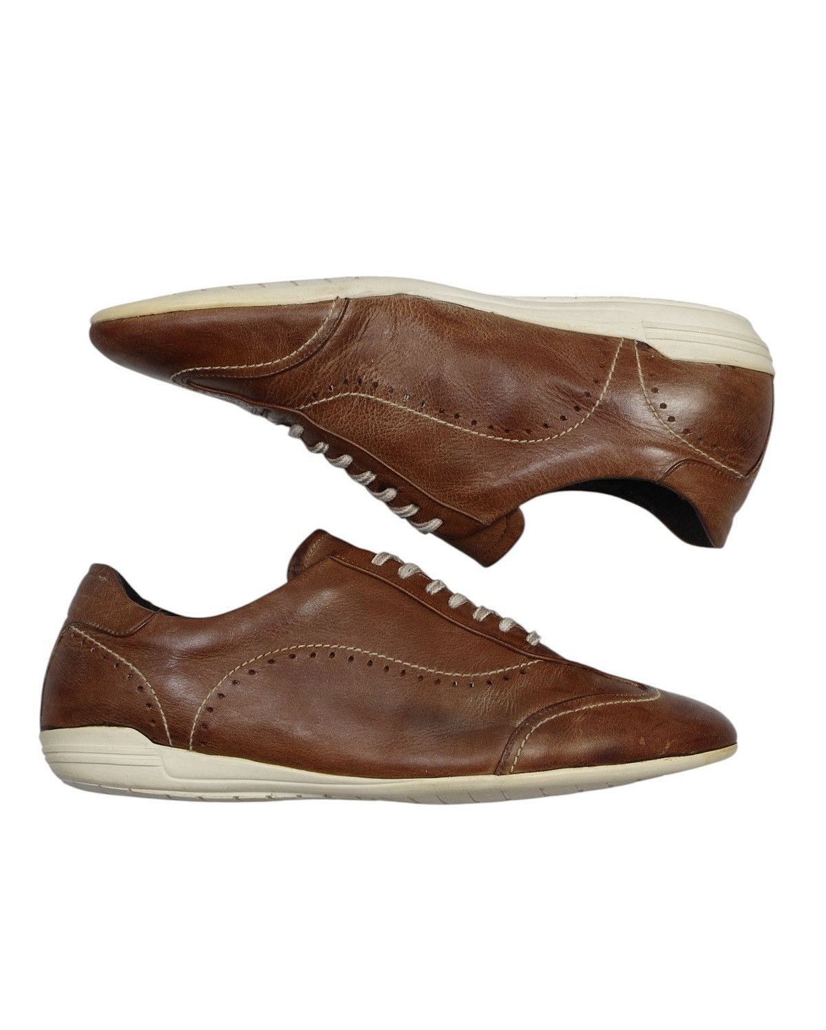 Japanese Brand 2000S TANDY BROWN LEATHER DRESS SNEAKERS Size US 8 / EU 41 - 4 Thumbnail