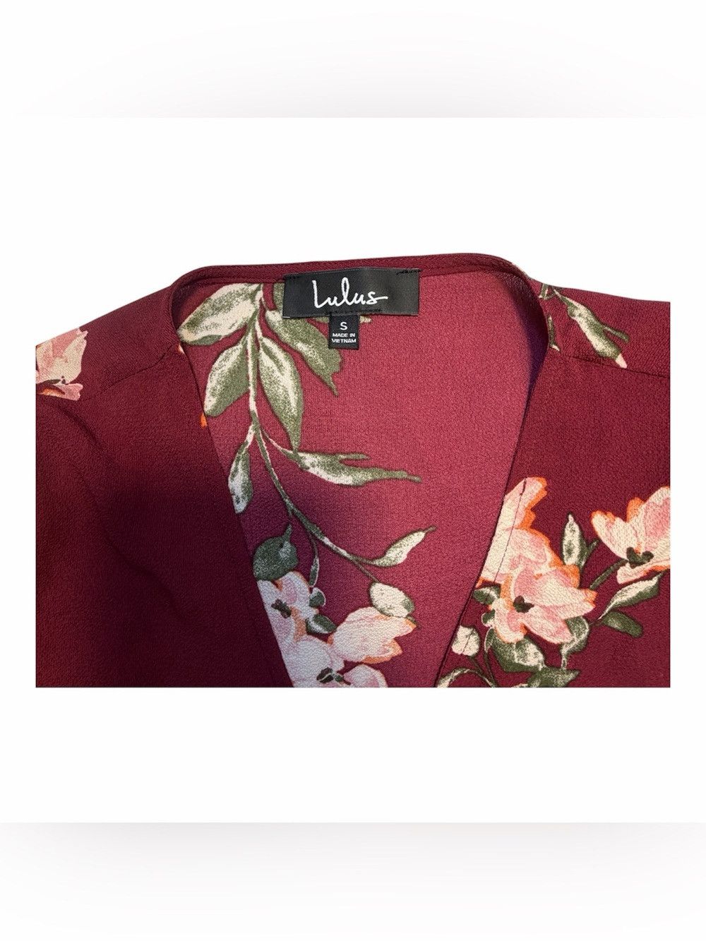 Lulus September Sunsets Burgundy Floral V-neck Wrap Maxi Dress Size S / US 4 / IT 40 - 5 Thumbnail