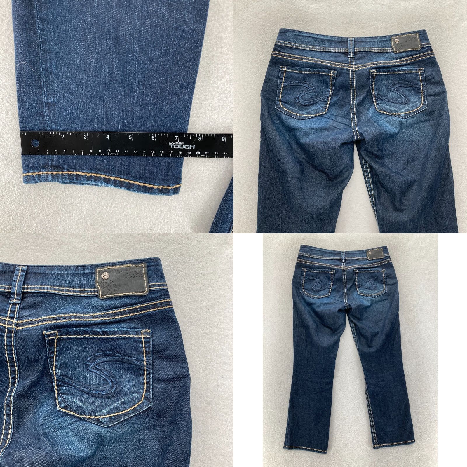 Silver Jeans Co. Silver Jeans Suki Capri Women's 29 Dark Wash Blue Stretch Denim Slim Leg Cropped Capri Jeans Junior? No, not junior. Size 29" - 9 Thumbnail