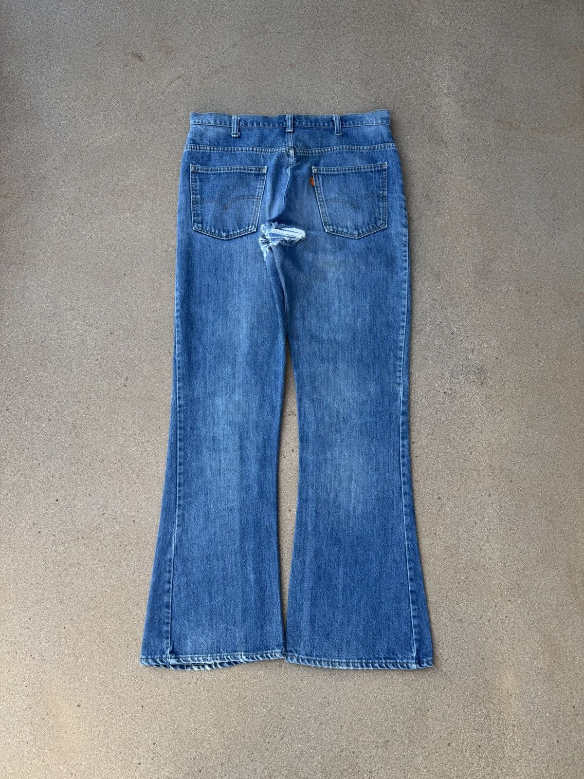 Levi's × Vintage Vtg 70’s Levi’s 646 Orange Tab Bellbottom Flare Jeans 35x32 Size US 35 - 2 Thumbnail