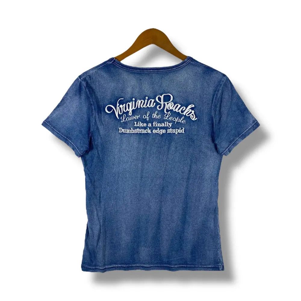 In The Attic IN THE ATTIC Embroidery Logo Indigo Washed Vneck Tee Shirt Size US M / EU 48-50 / 2 - 1 Thumbnail