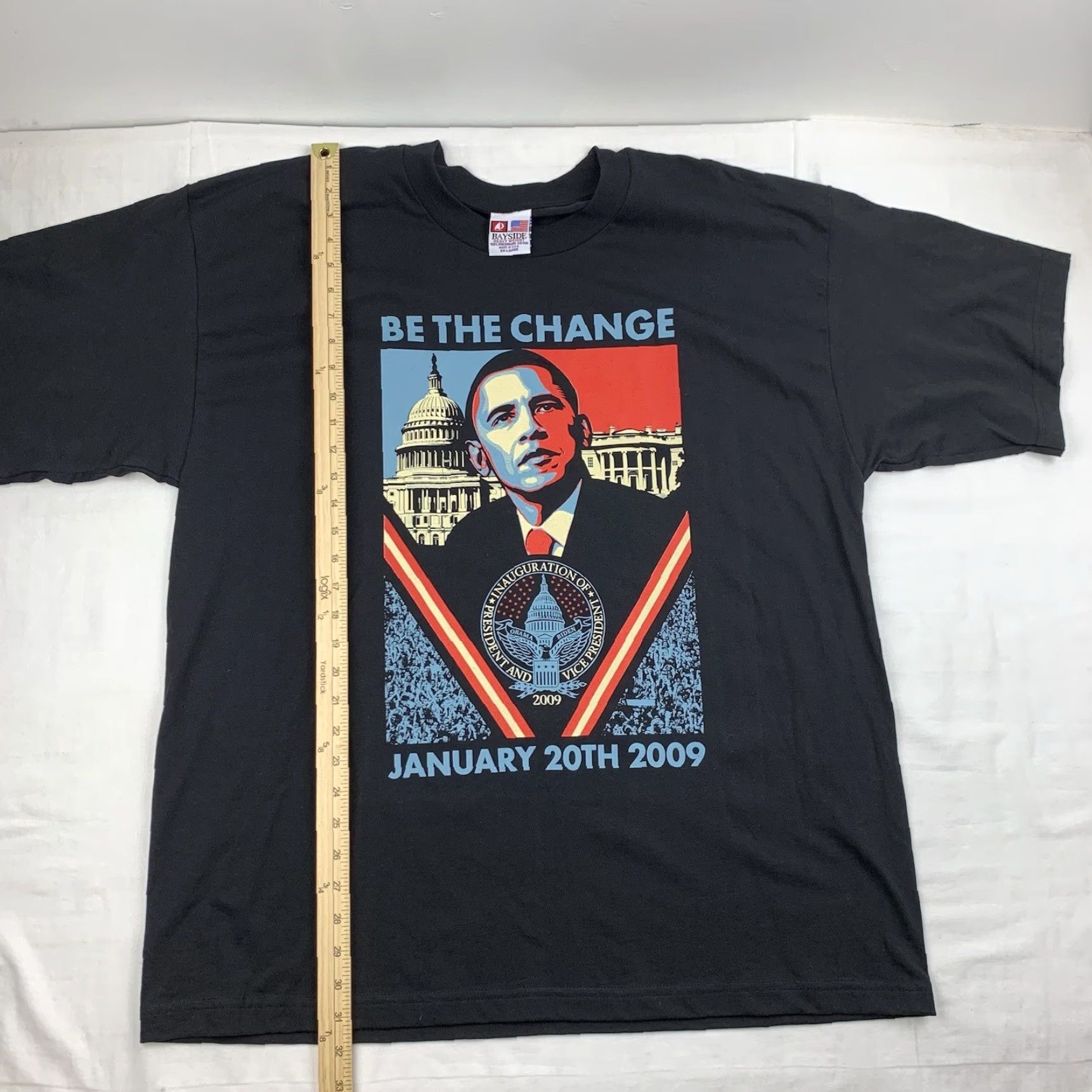 Vintage Obama Shirt Adult 2XL Black 2009 Campaign President Washington DC Capital Change Bayside T-Shirt Men Crew Neck Short Sleeve Size US XXL / EU 58 / 5 - 4 Thumbnail