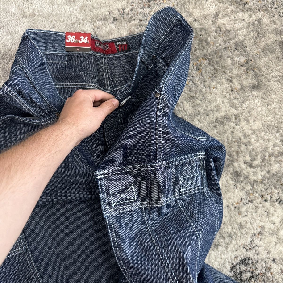 JNCO × Japanese Brand × Vintage Vintage y2k Webs baggy wide leg cargo jeans Size US 36 / EU 52 - 5 Thumbnail